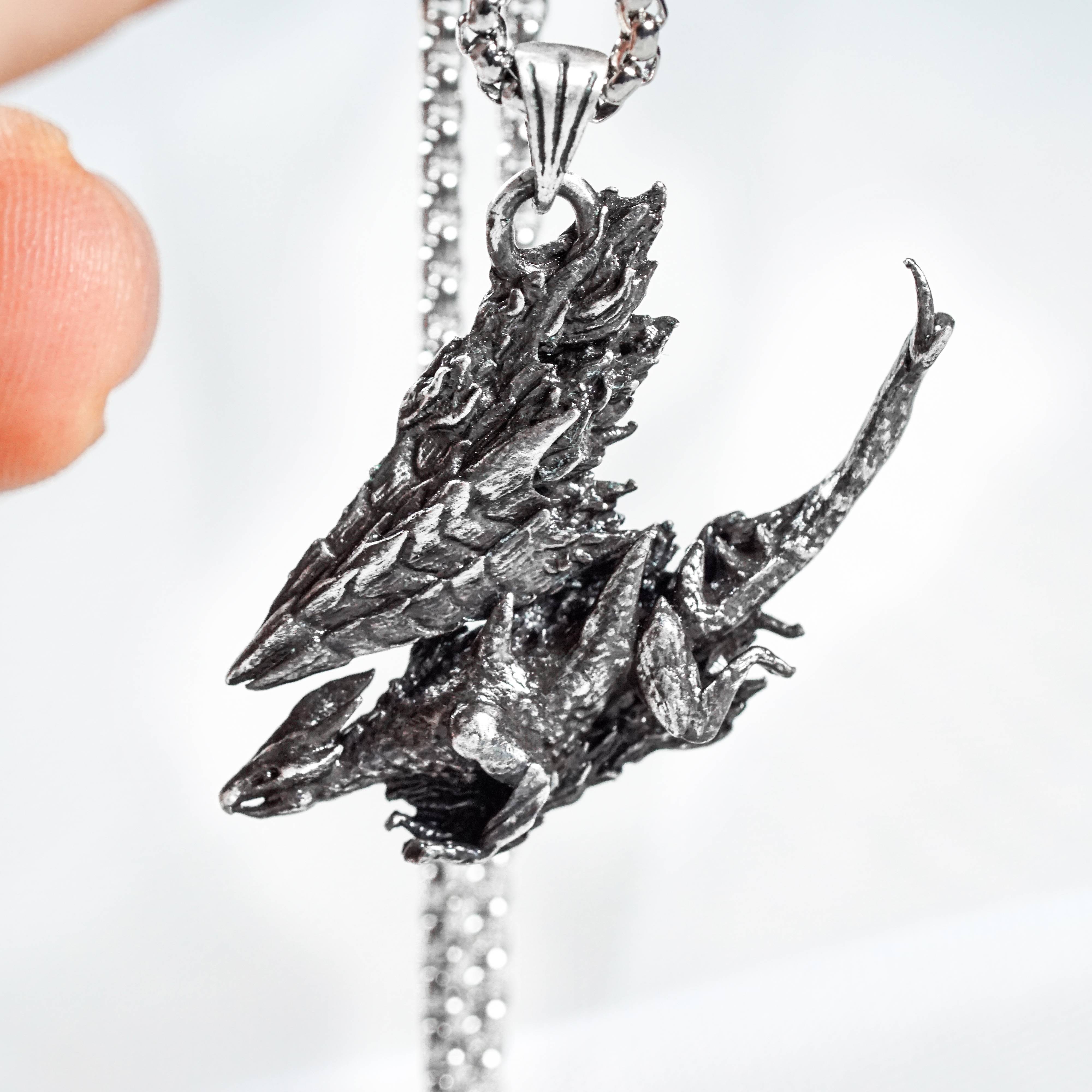 Monster Hunter Wilds Jewelry, Monster Symbol Necklace, Valstrax Silver Necklace, Handmade Silver 950 Pendant Inspired 3 - EternaSilver DSC05883 - EternaSilver