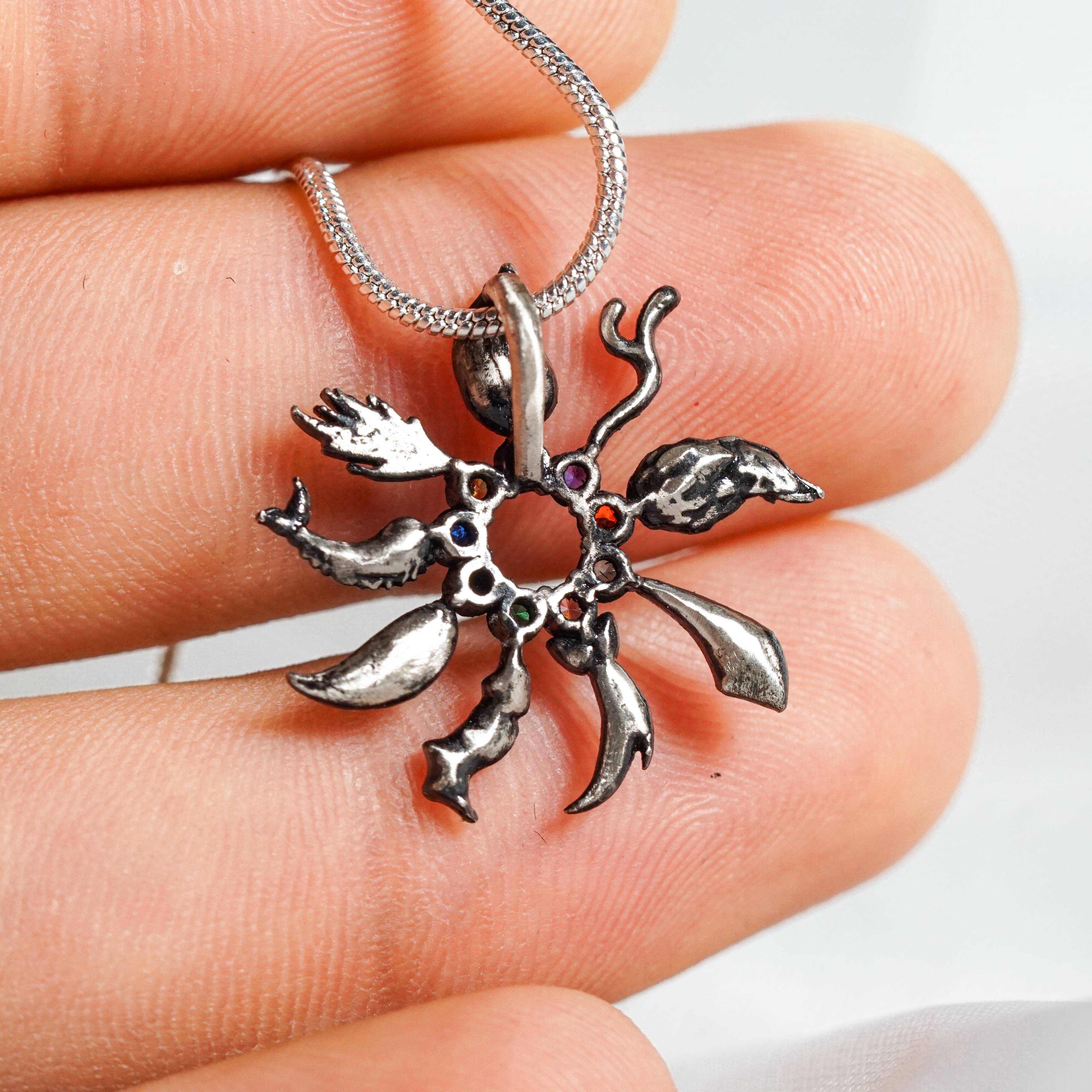 Pokemon Jewelry, Fanmade Eevee Evolution Tail Flower Necklace, Handmade Silver 950 Pendant, Perfect Jewelry Gift for Pokemon and Eeveelution Fans 8 - EternaSilver DSC05886 - EternaSilver