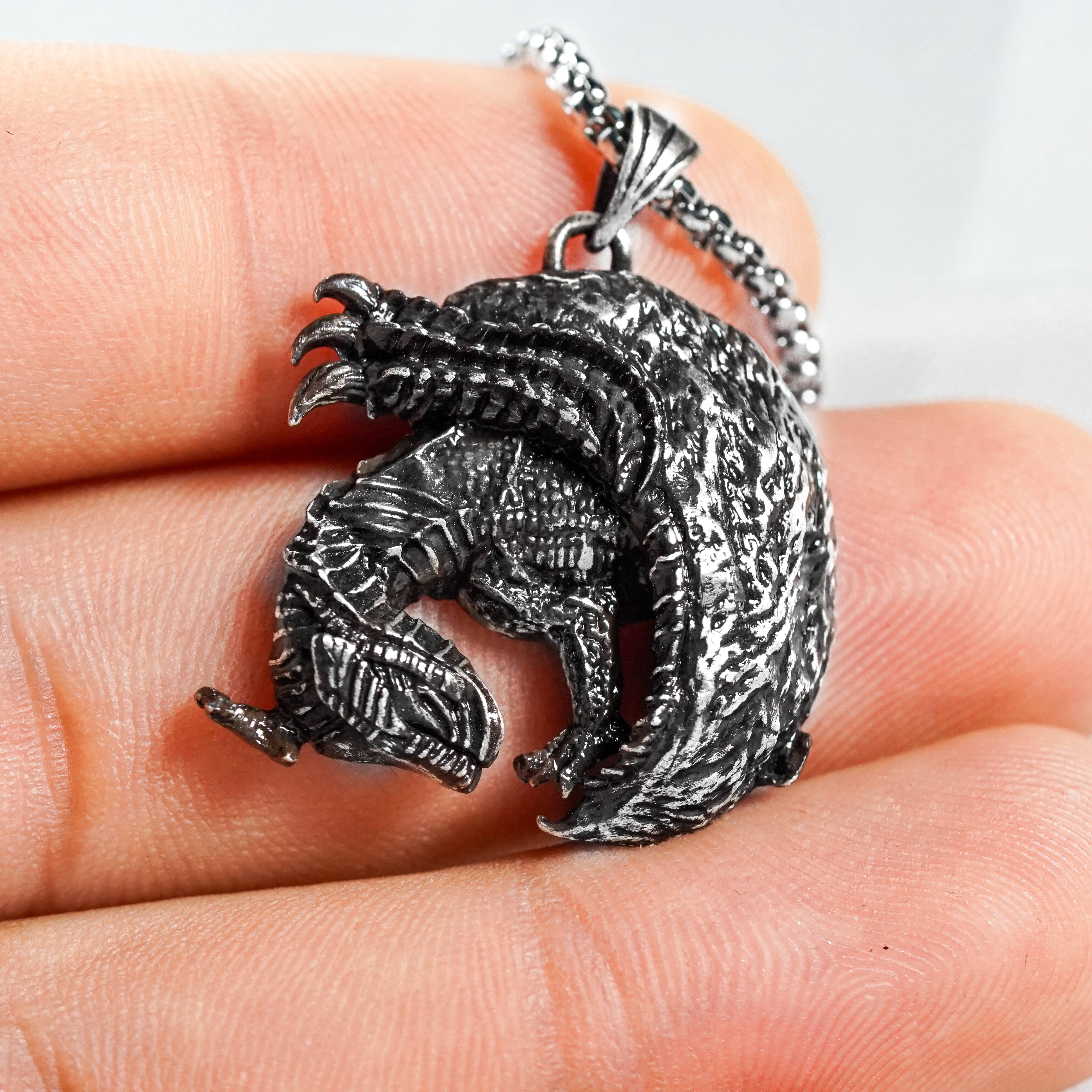 Monster Hunter Wilds Jewelry, Monster Symbol Necklace, Gore Magala Silver Necklace, Handmade Silver 950 Pendant Inspired 5 - EternaSilver DSC05894 - EternaSilver
