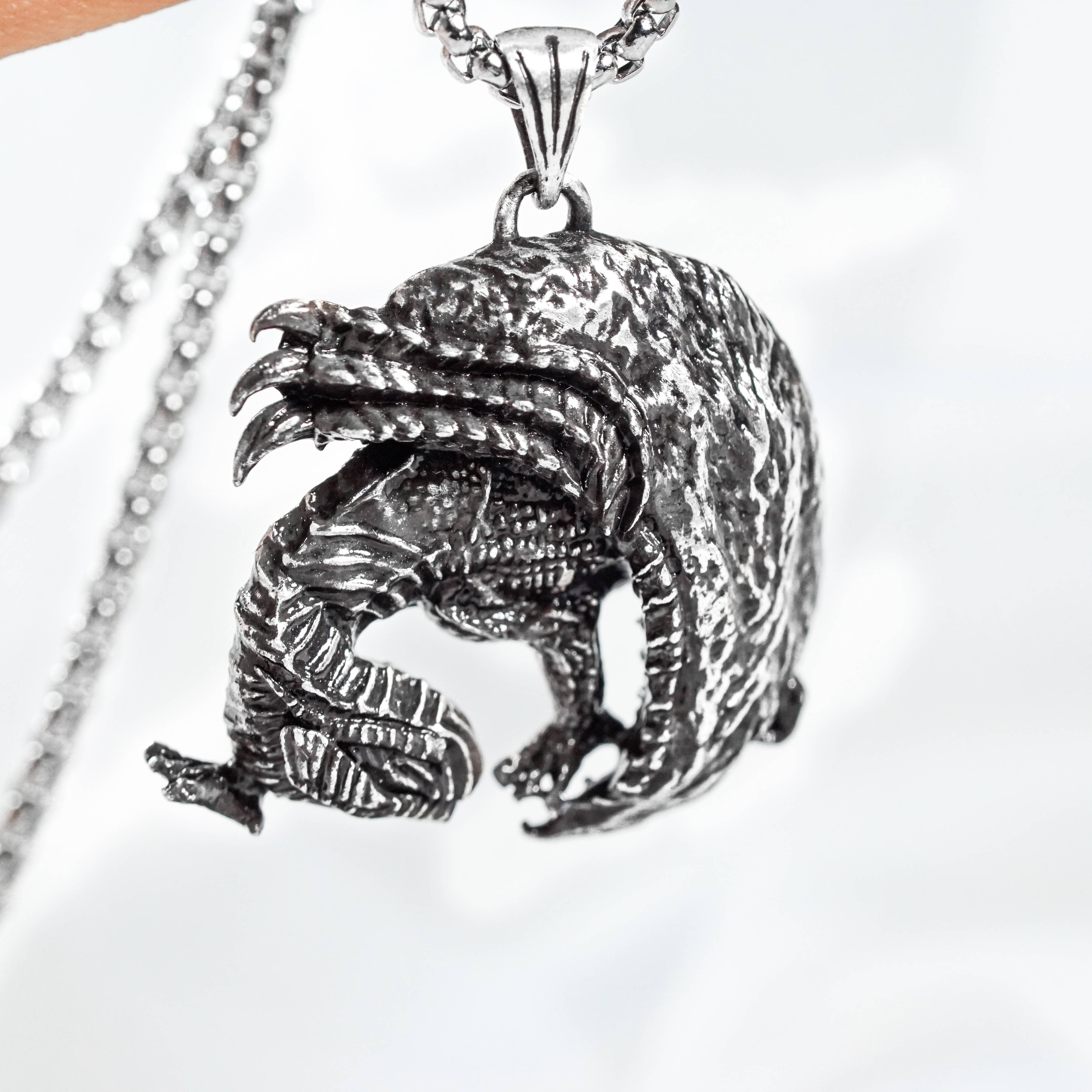 Monster Hunter Wilds Jewelry, Monster Symbol Necklace, Gore Magala Silver Necklace, Handmade Silver 950 Pendant Inspired 3 - EternaSilver DSC05896 - EternaSilver