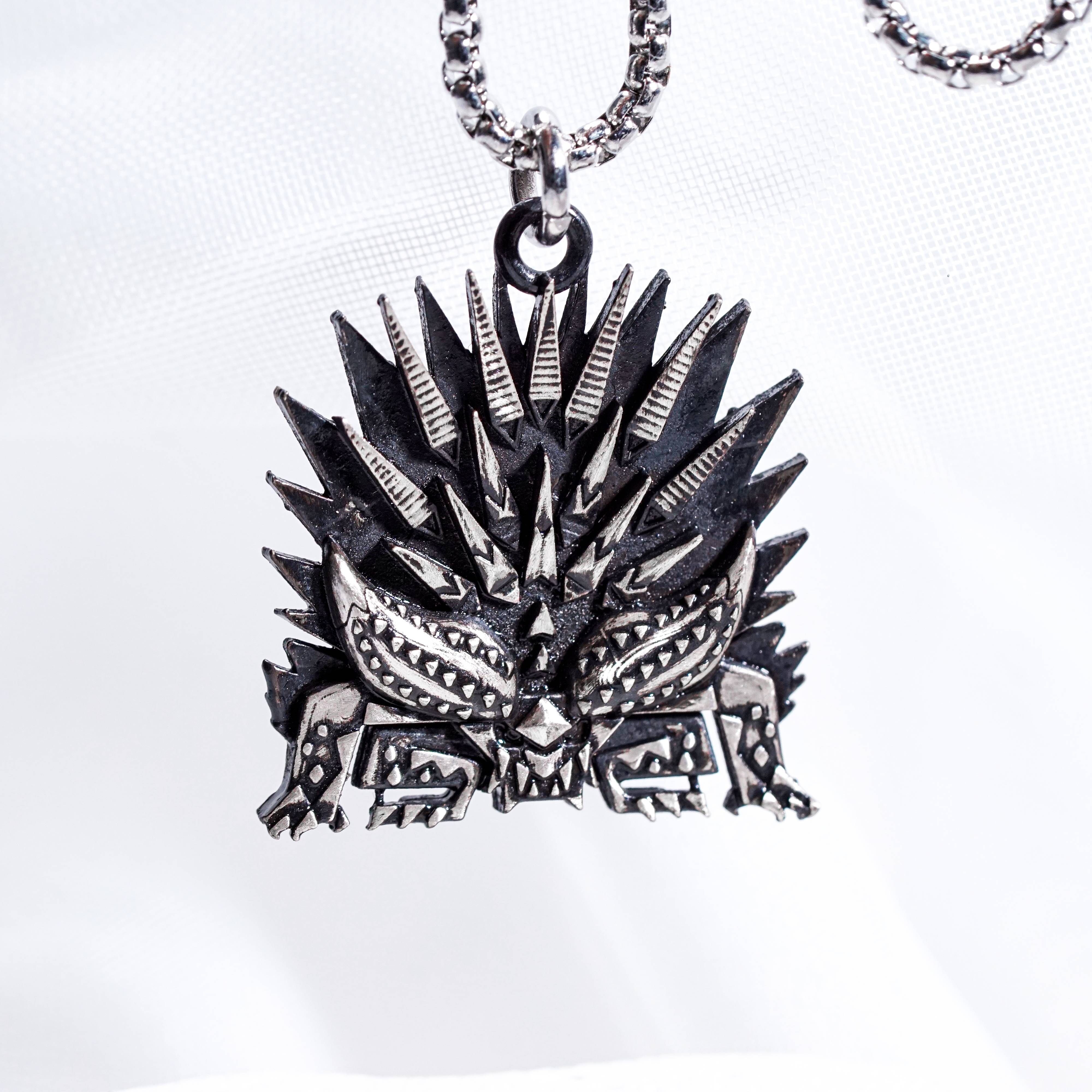 Monster Hunter Wilds Jewelry, Monster Symbol Ver 2 Necklace, Handmade Silver 950 Pendant Inspired 3 - EternaSilver DSC08346 - EternaSilver