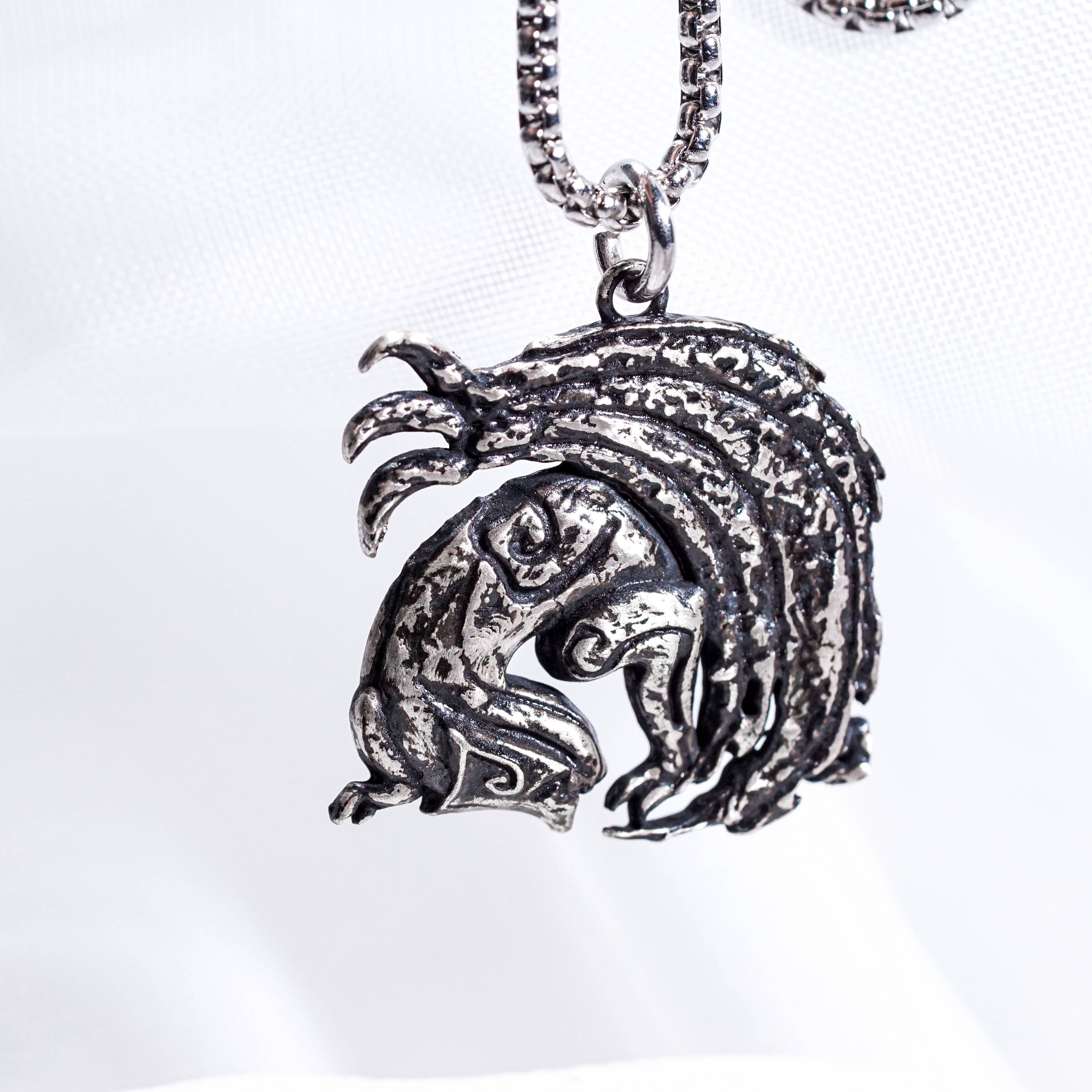 Monster Hunter Wilds Jewelry, Monster Symbol Ver 2 Necklace, Handmade Silver 950 Pendant Inspired 4 - EternaSilver DSC08347 - EternaSilver