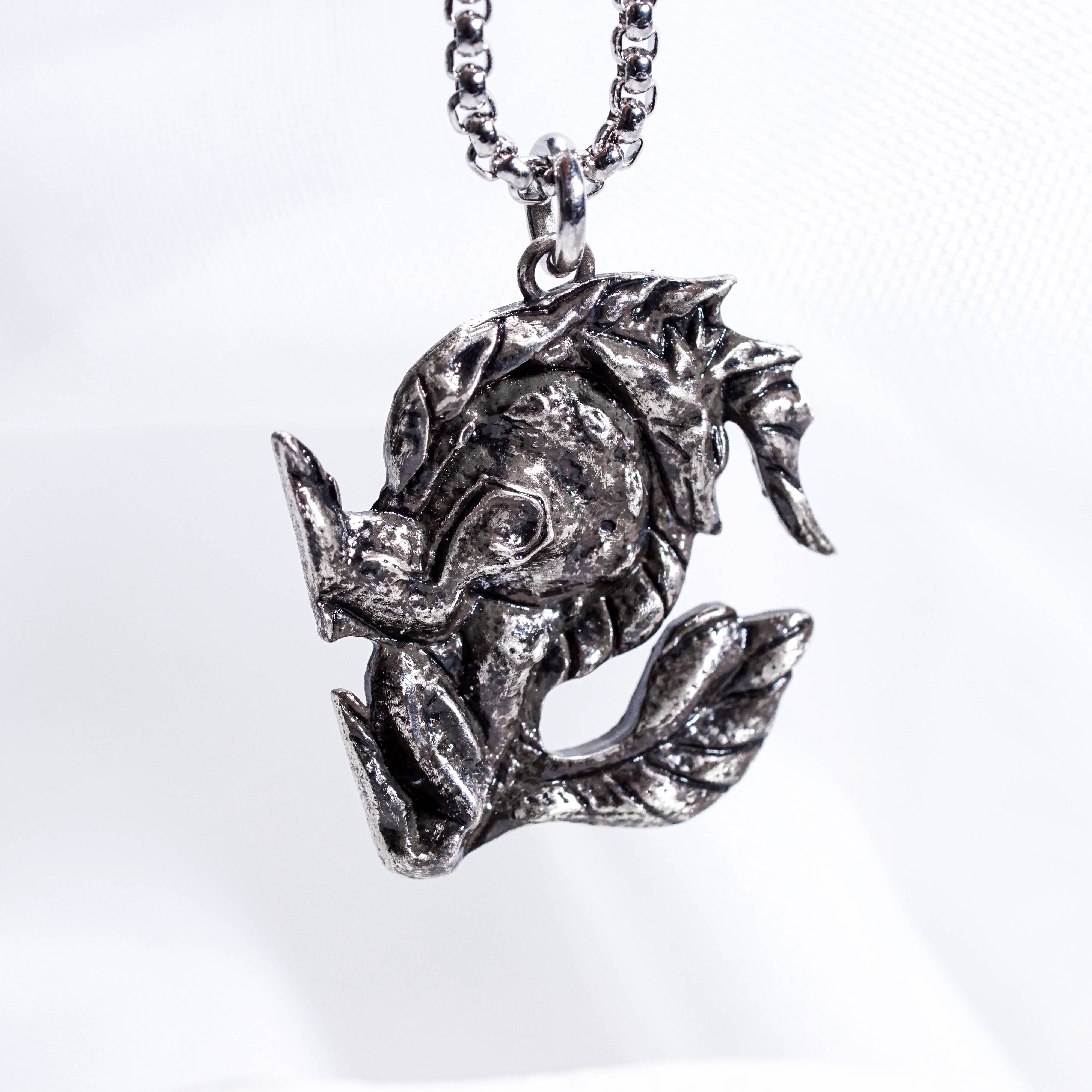 Monster Hunter Wilds Jewelry, Monster Symbol Ver 2 Necklace, Handmade Silver 950 Pendant Inspired 5 - EternaSilver DSC08348 - EternaSilver