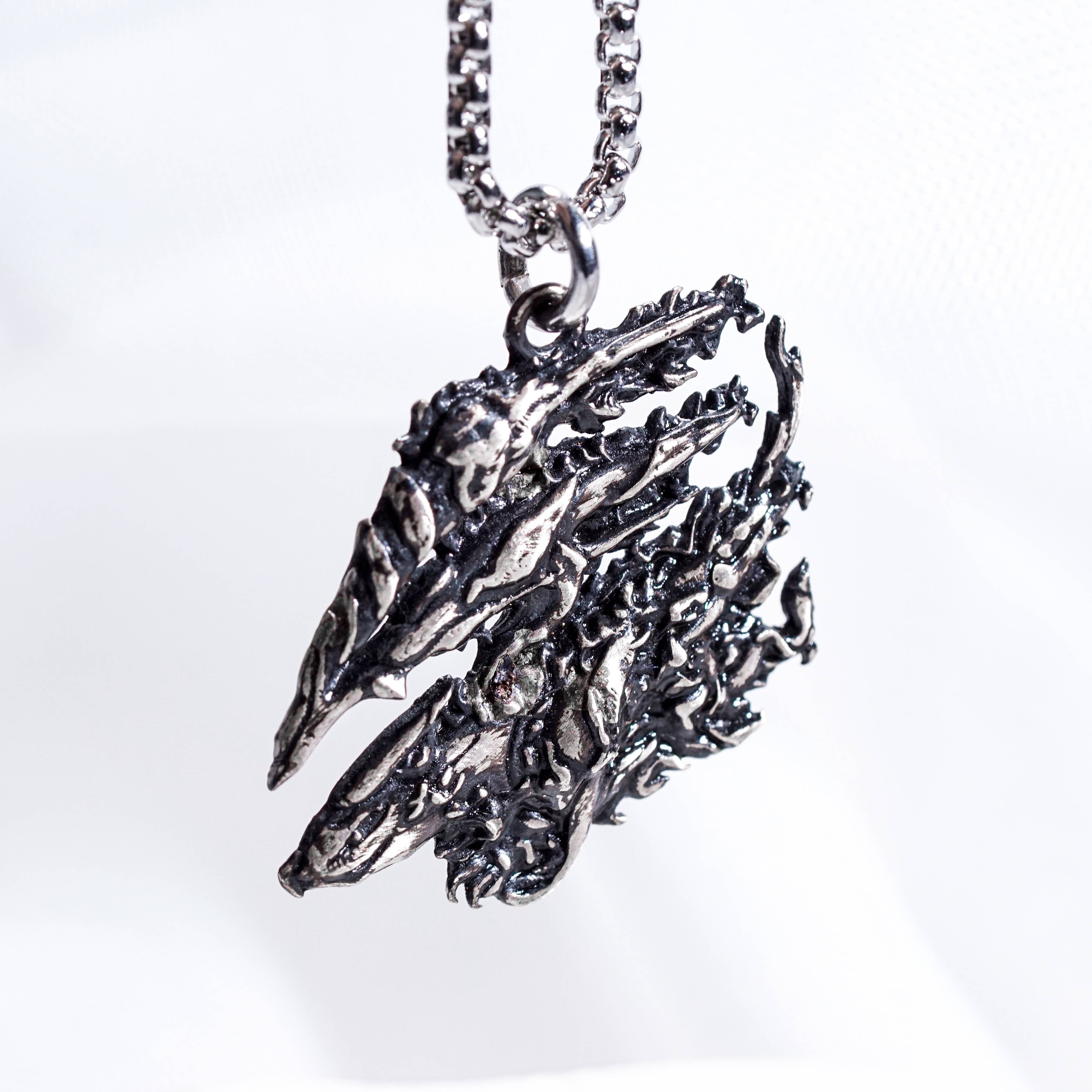 Monster Hunter Wilds Jewelry, Monster Symbol Ver 2 Necklace, Handmade Silver 950 Pendant Inspired 6 - EternaSilver DSC08349 - EternaSilver