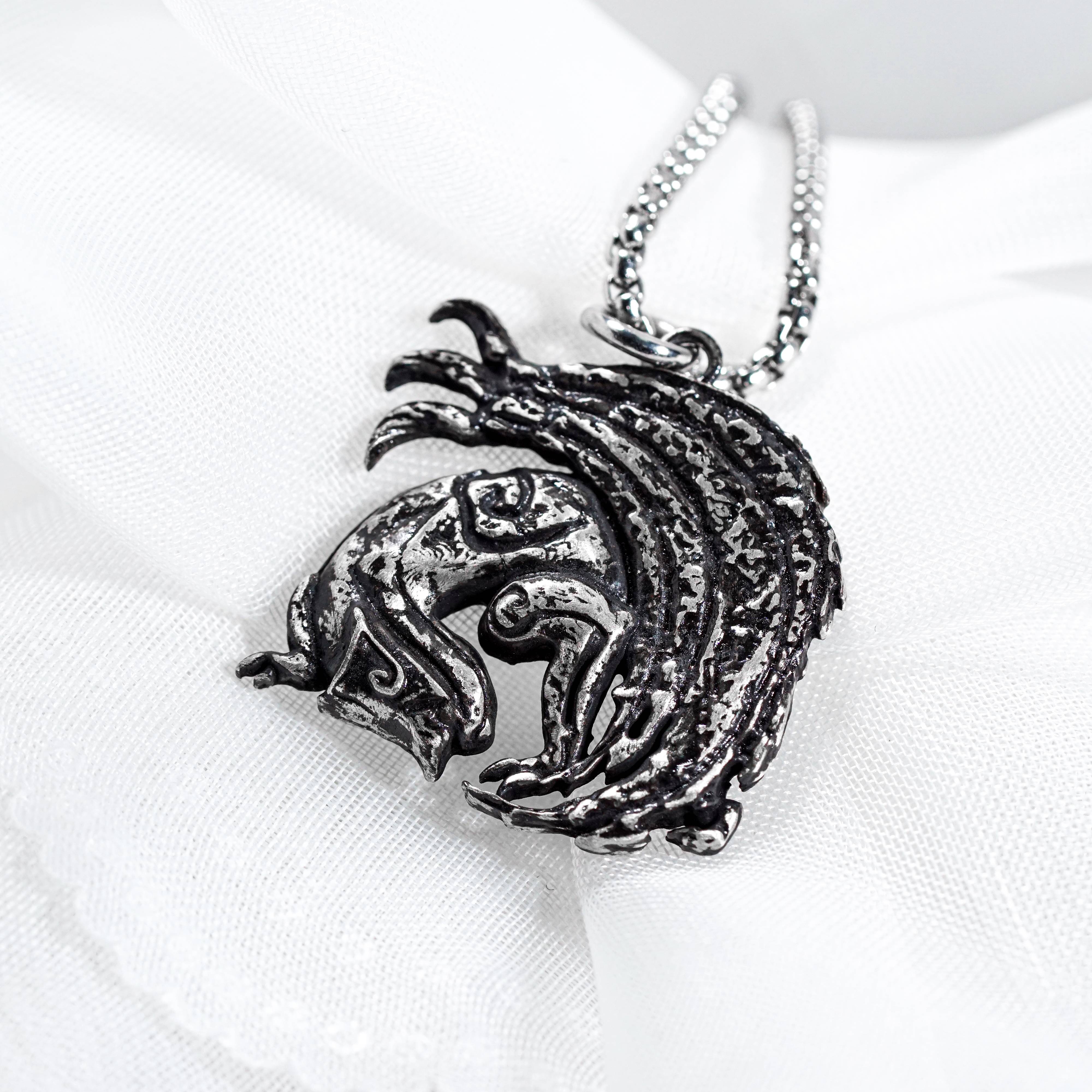 Monster Hunter Wilds Jewelry, Monster Symbol Ver 2 Necklace, Handmade Silver 950 Pendant Inspired 7 - EternaSilver DSC08405 - EternaSilver