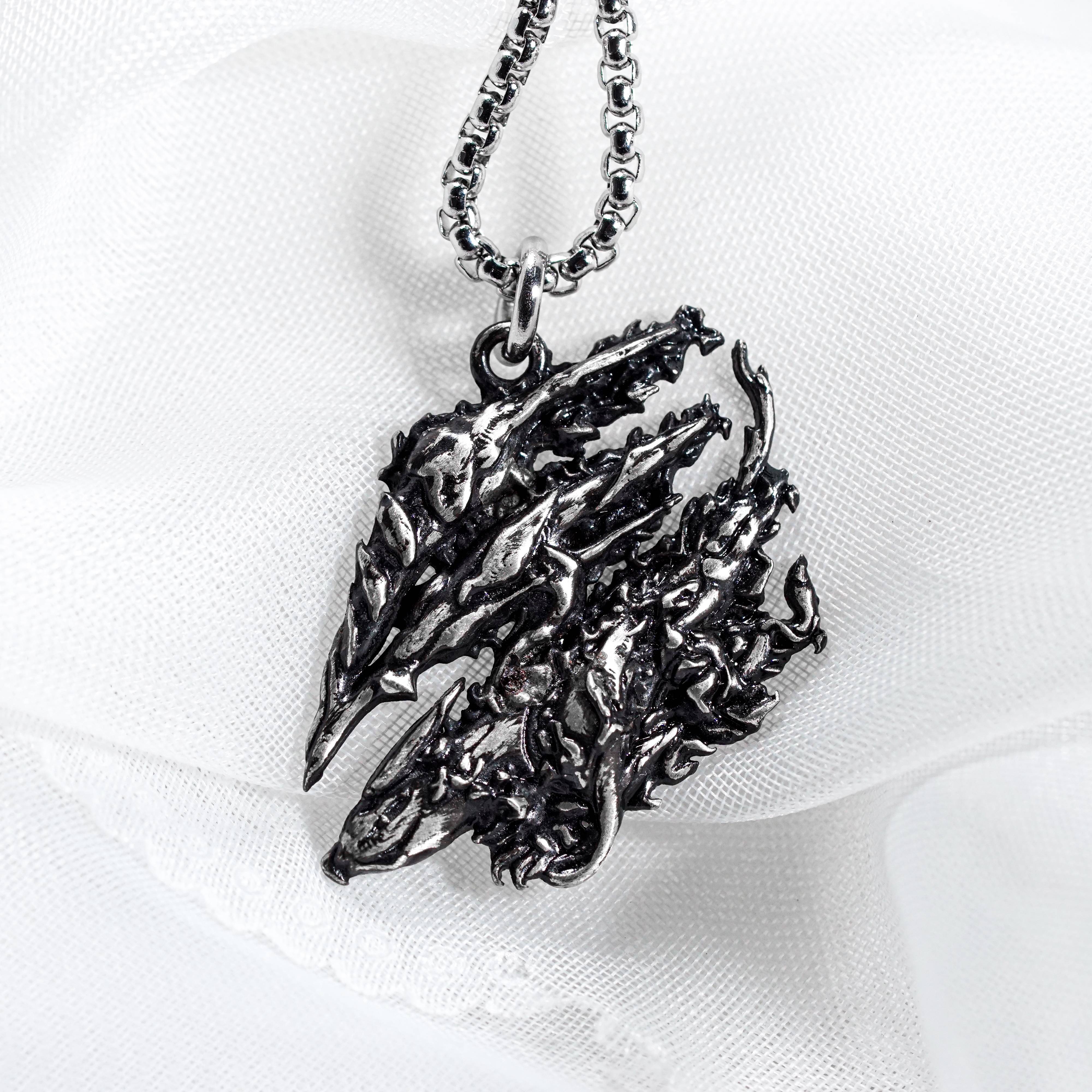 Monster Hunter Wilds Jewelry, Monster Symbol Ver 2 Necklace, Handmade Silver 950 Pendant Inspired 8 - EternaSilver DSC08406 - EternaSilver