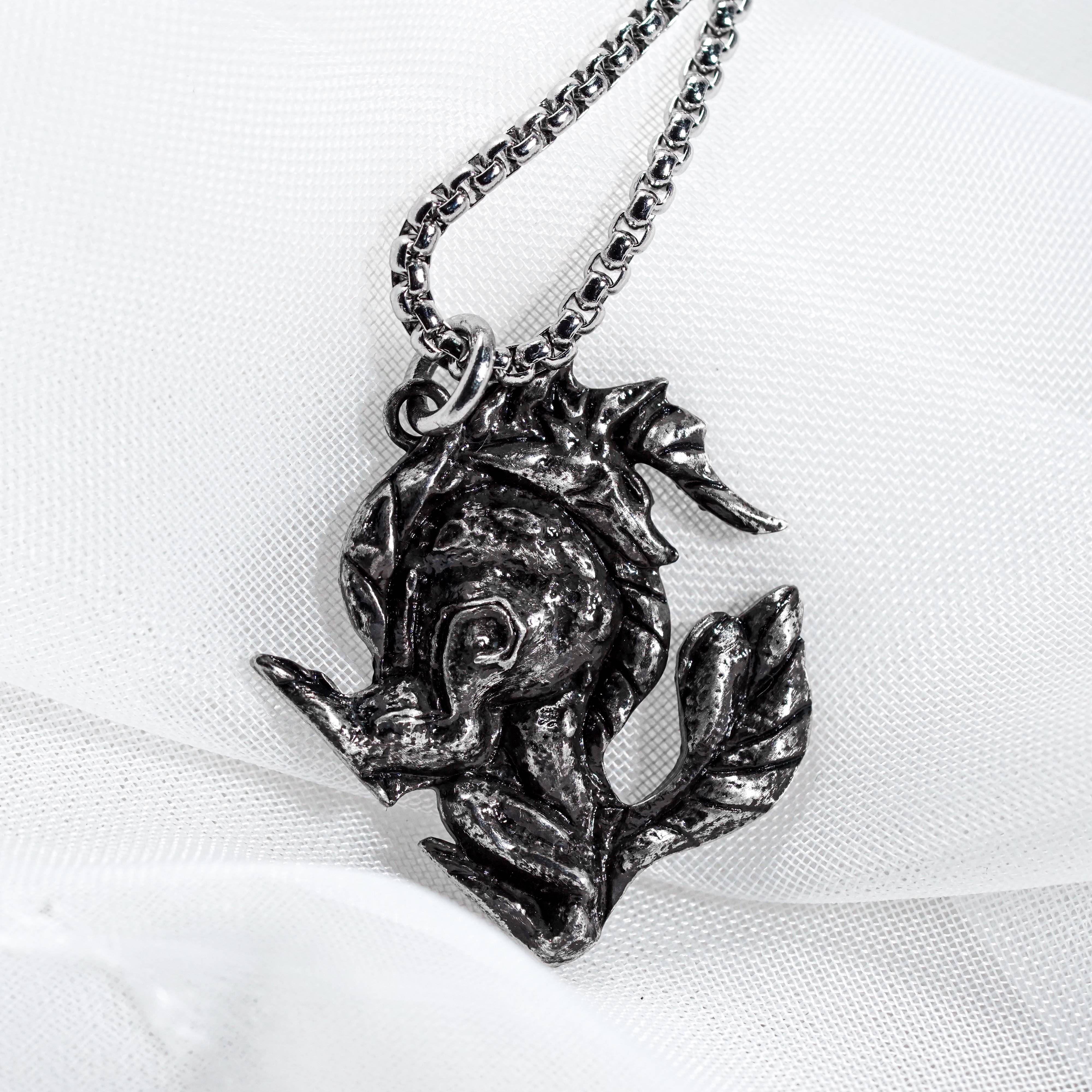 Monster Hunter Wilds Jewelry, Monster Symbol Ver 2 Necklace, Handmade Silver 950 Pendant Inspired 17 - EternaSilver DSC08407 - EternaSilver