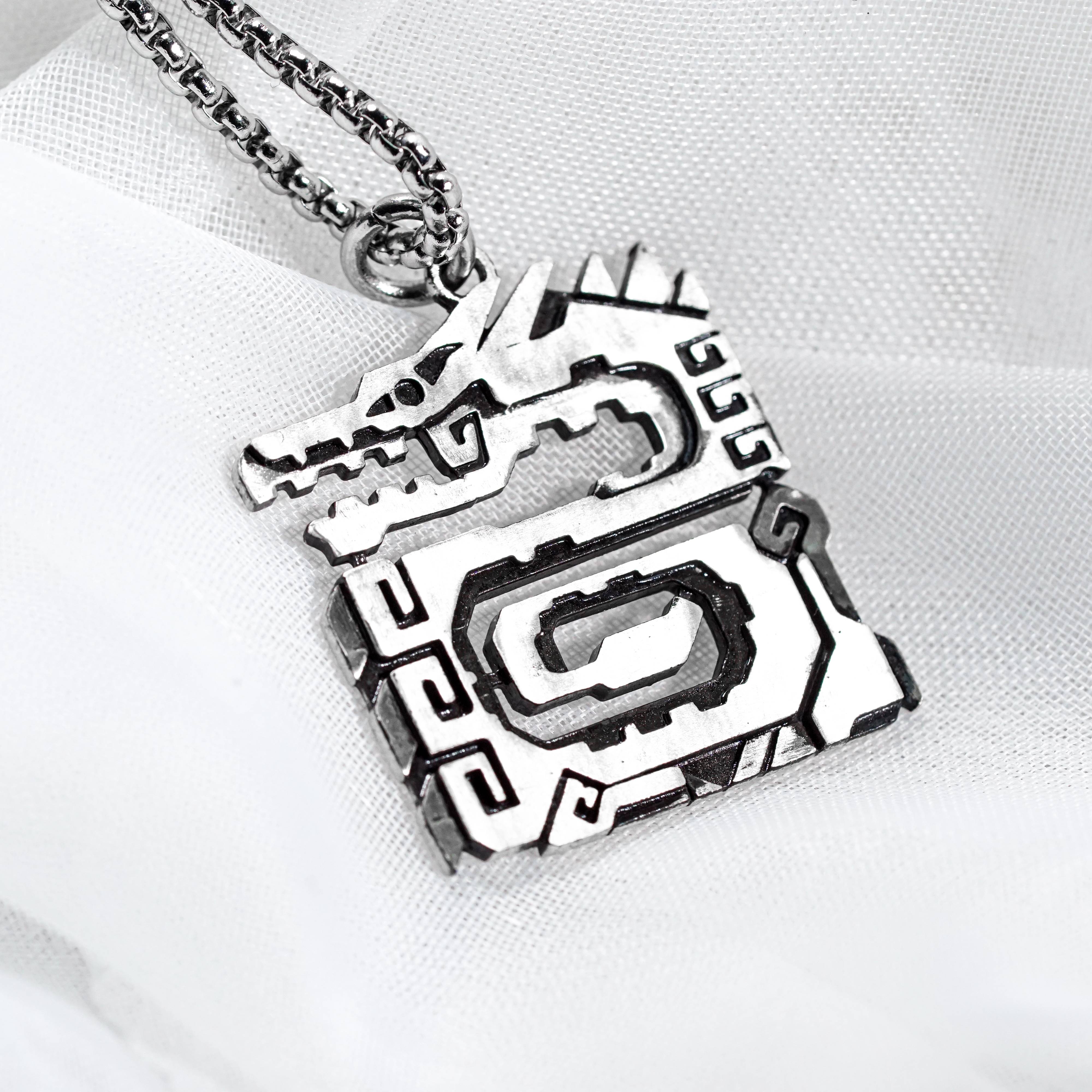 Monster Hunter Wilds Jewelry, Monster Symbol Ver 2 Necklace, Handmade Silver 950 Pendant Inspired 10 - EternaSilver DSC08409 - EternaSilver