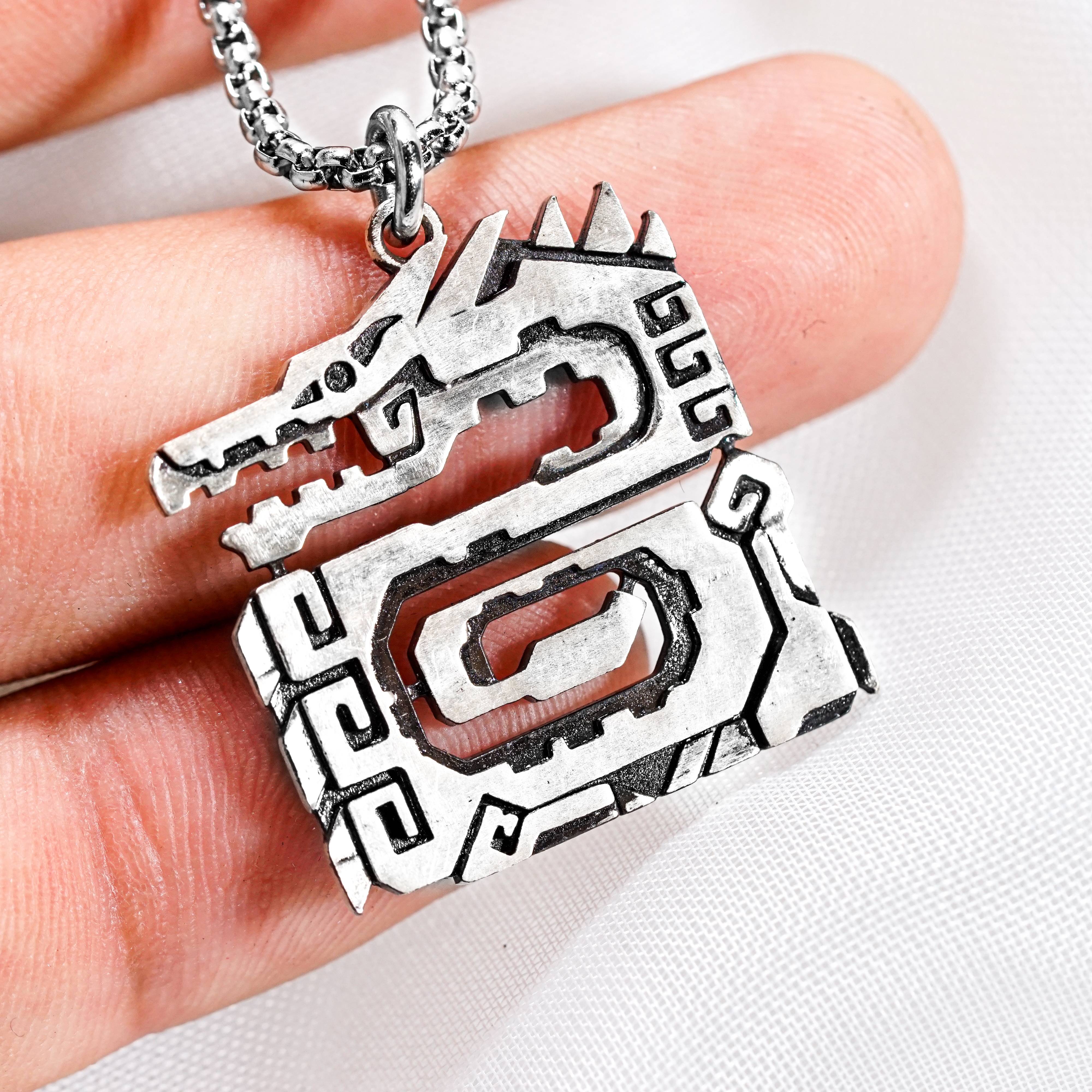 Monster Hunter Wilds Jewelry, Monster Symbol Ver 2 Necklace, Handmade Silver 950 Pendant Inspired 12 - EternaSilver DSC08422 - EternaSilver