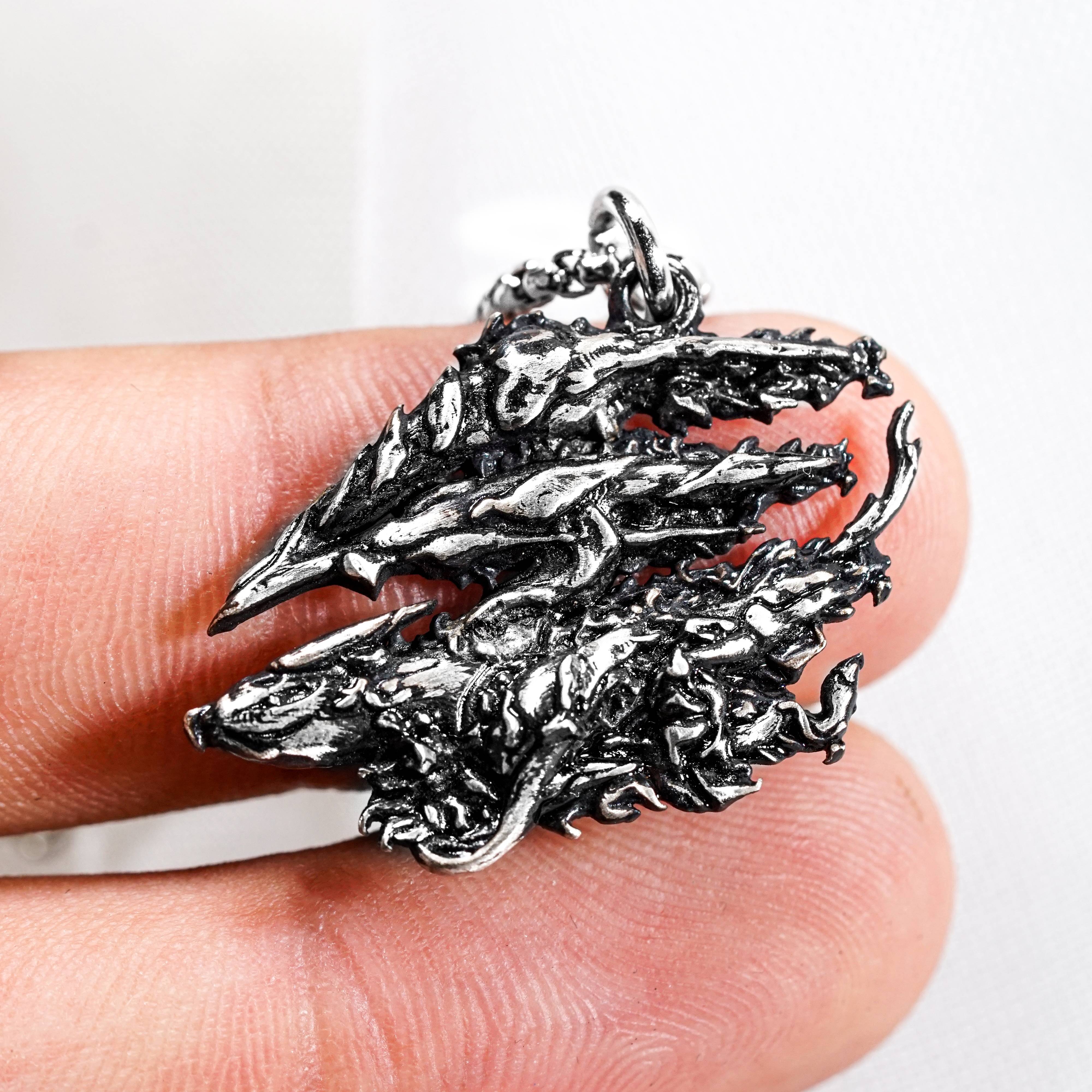 Monster Hunter Wilds Jewelry, Monster Symbol Ver 2 Necklace, Handmade Silver 950 Pendant Inspired 13 - EternaSilver DSC08486 - EternaSilver