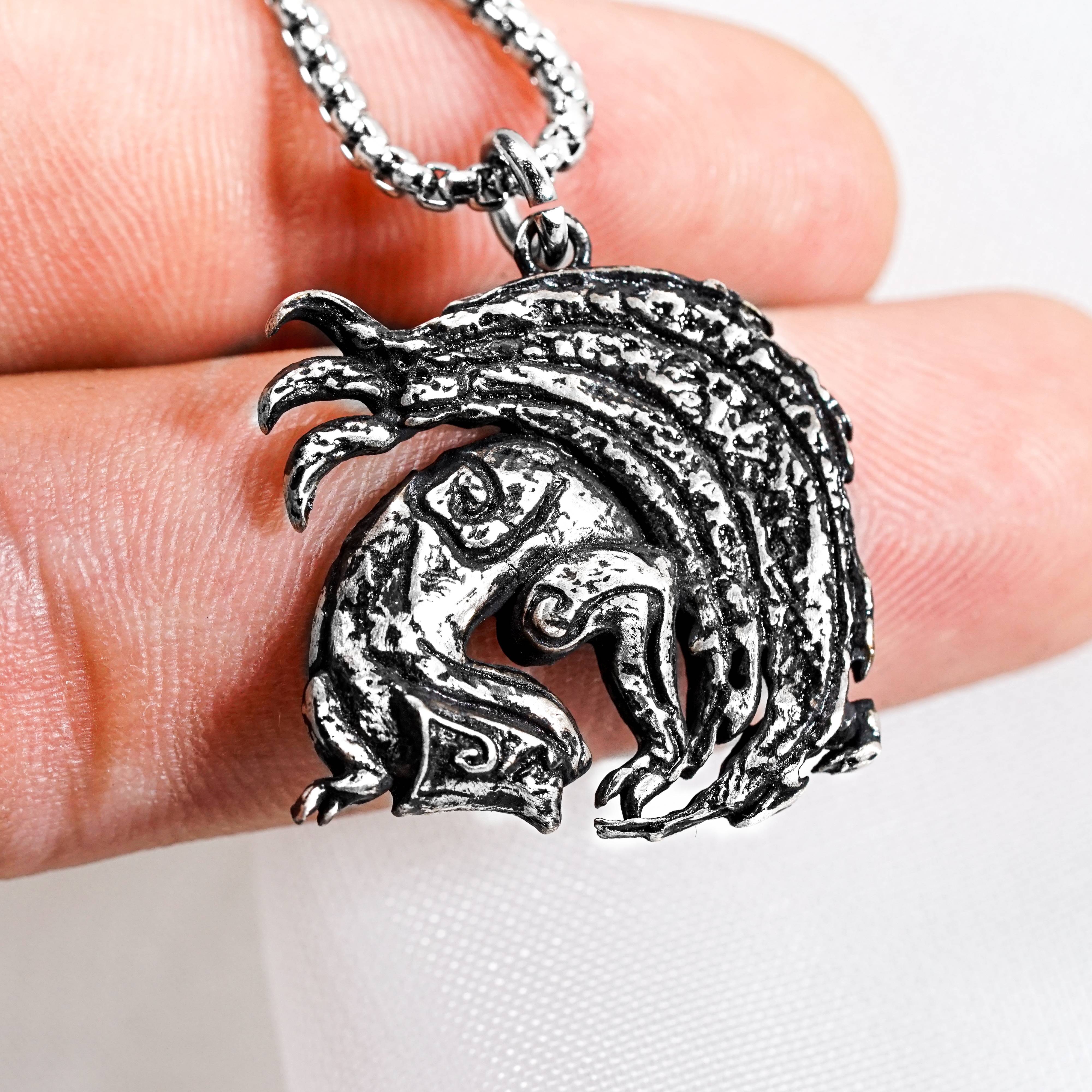 Monster Hunter Wilds Jewelry, Monster Symbol Ver 2 Necklace, Handmade Silver 950 Pendant Inspired 18 - EternaSilver DSC08488 - EternaSilver