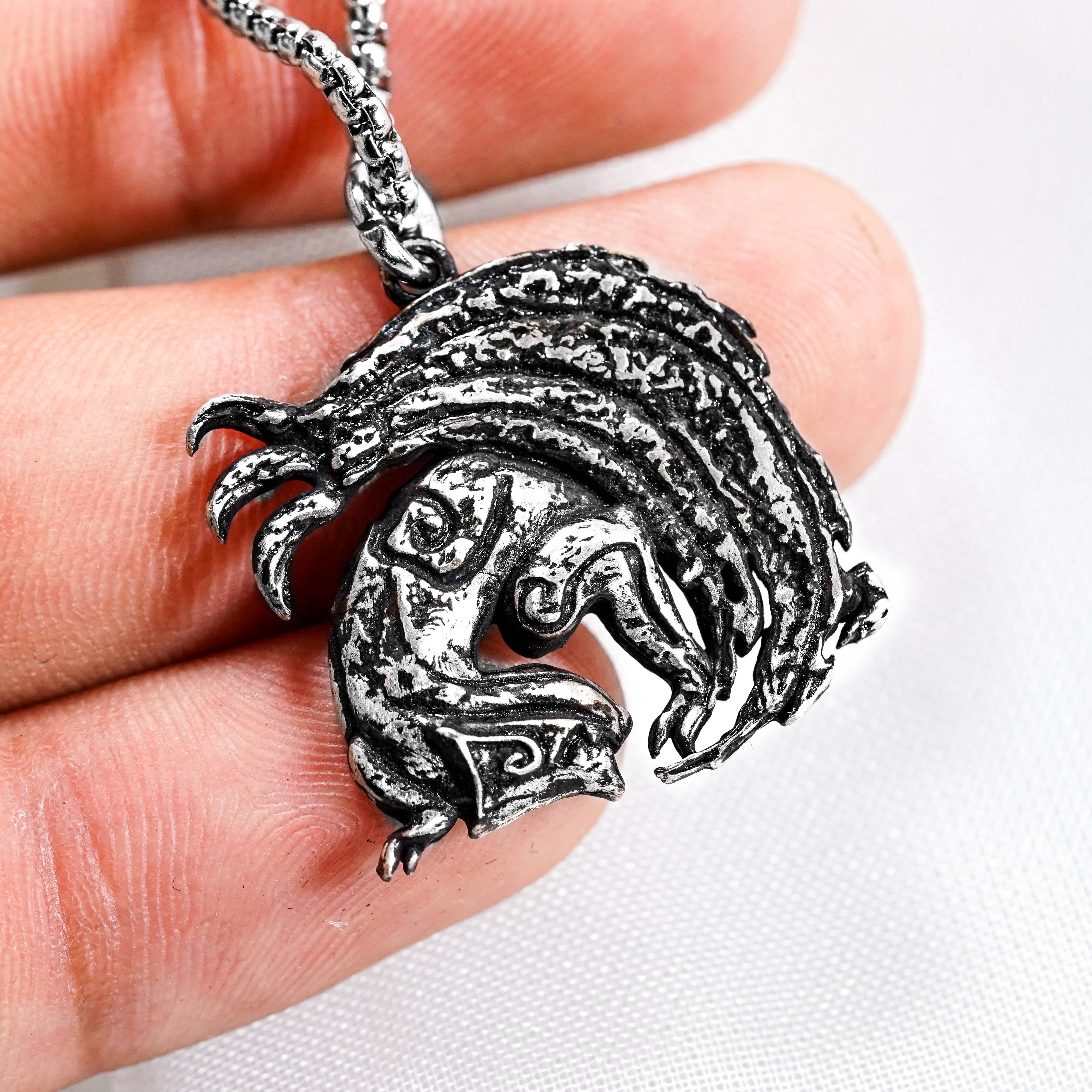 Monster Hunter Wilds Jewelry, Monster Symbol Ver 2 Necklace, Handmade Silver 950 Pendant Inspired 19 - EternaSilver DSC08490 - EternaSilver