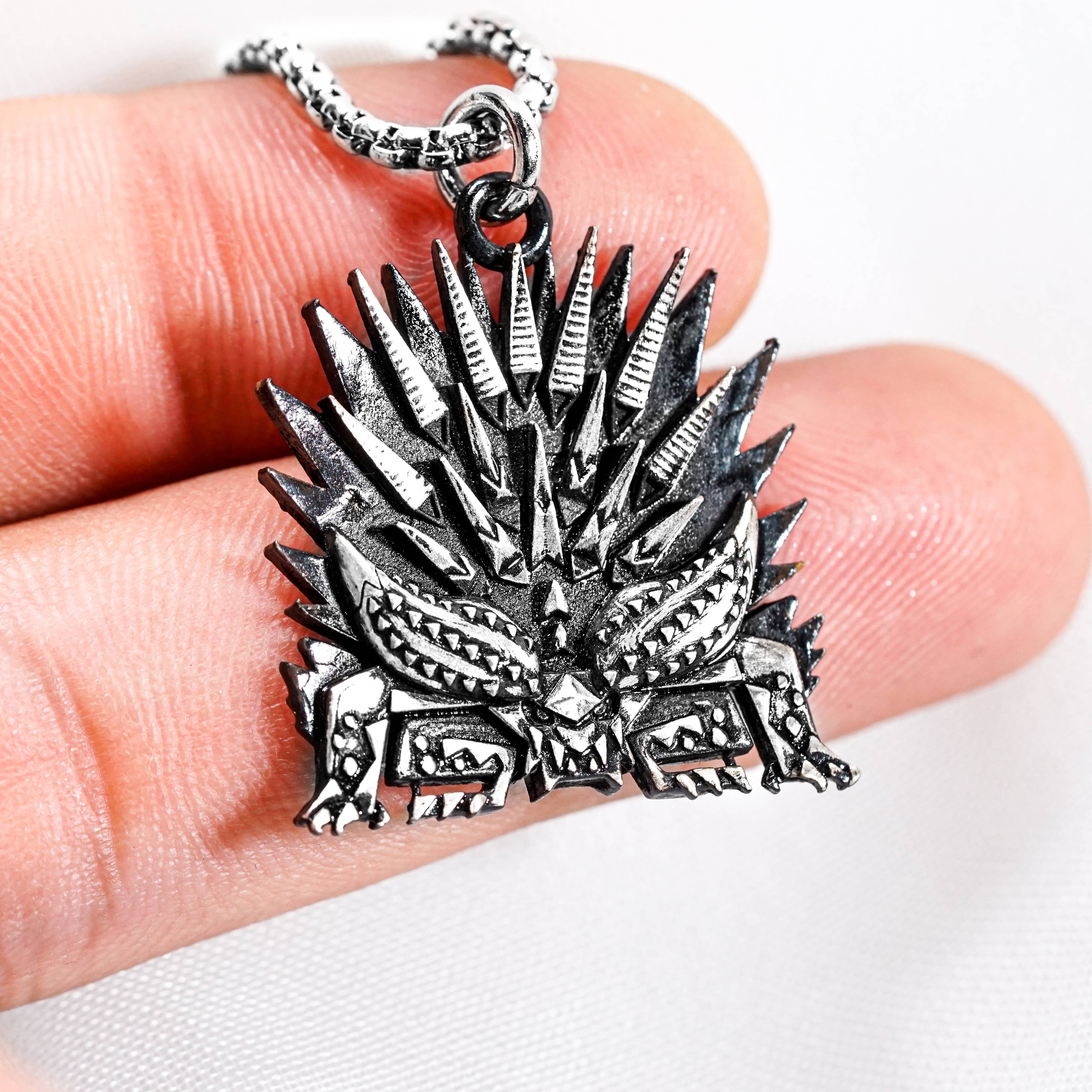 Monster Hunter Wilds Jewelry, Monster Symbol Ver 2 Necklace, Handmade Silver 950 Pendant Inspired 15 - EternaSilver DSC08492 - EternaSilver