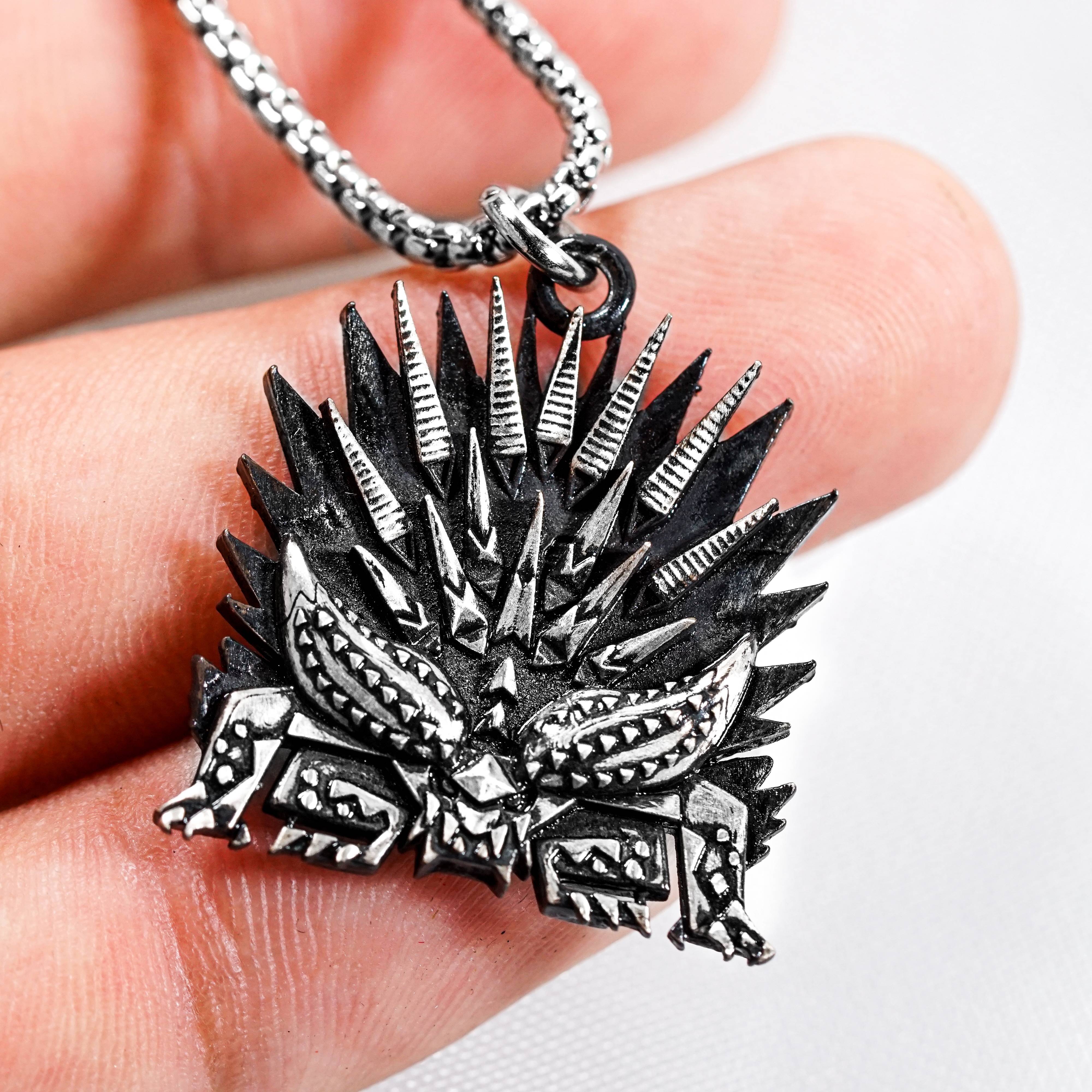 Monster Hunter Wilds Jewelry, Monster Symbol Ver 2 Necklace, Handmade Silver 950 Pendant Inspired 16 - EternaSilver DSC08495 - EternaSilver
