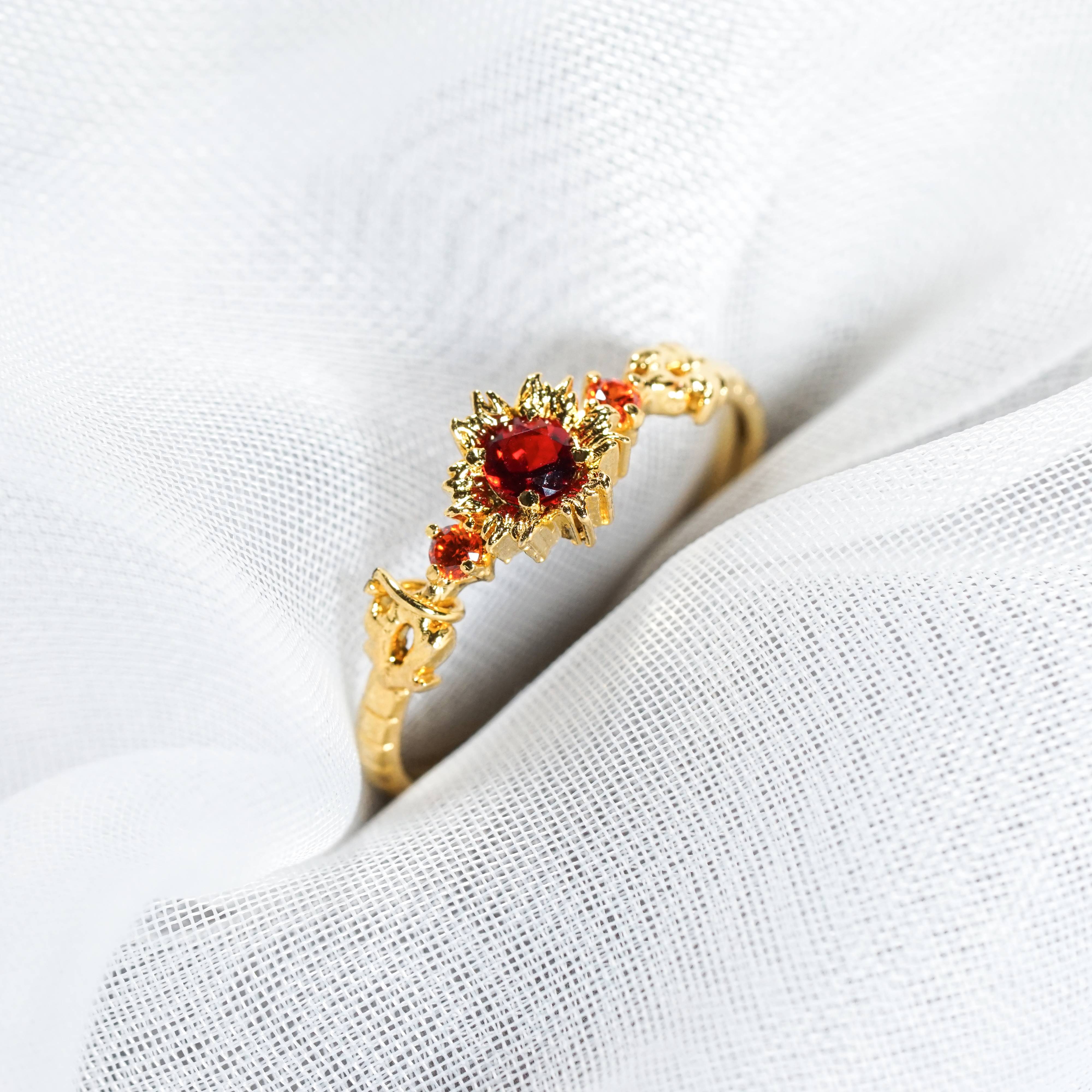 Demon Slayer Colection Ring - Rengoku Ring, Handmade Silver & Gold Fantasy Ring, Fantasy Jewelry for Anime Fans 10 - EternaSilver DSC06954 - EternaSilver