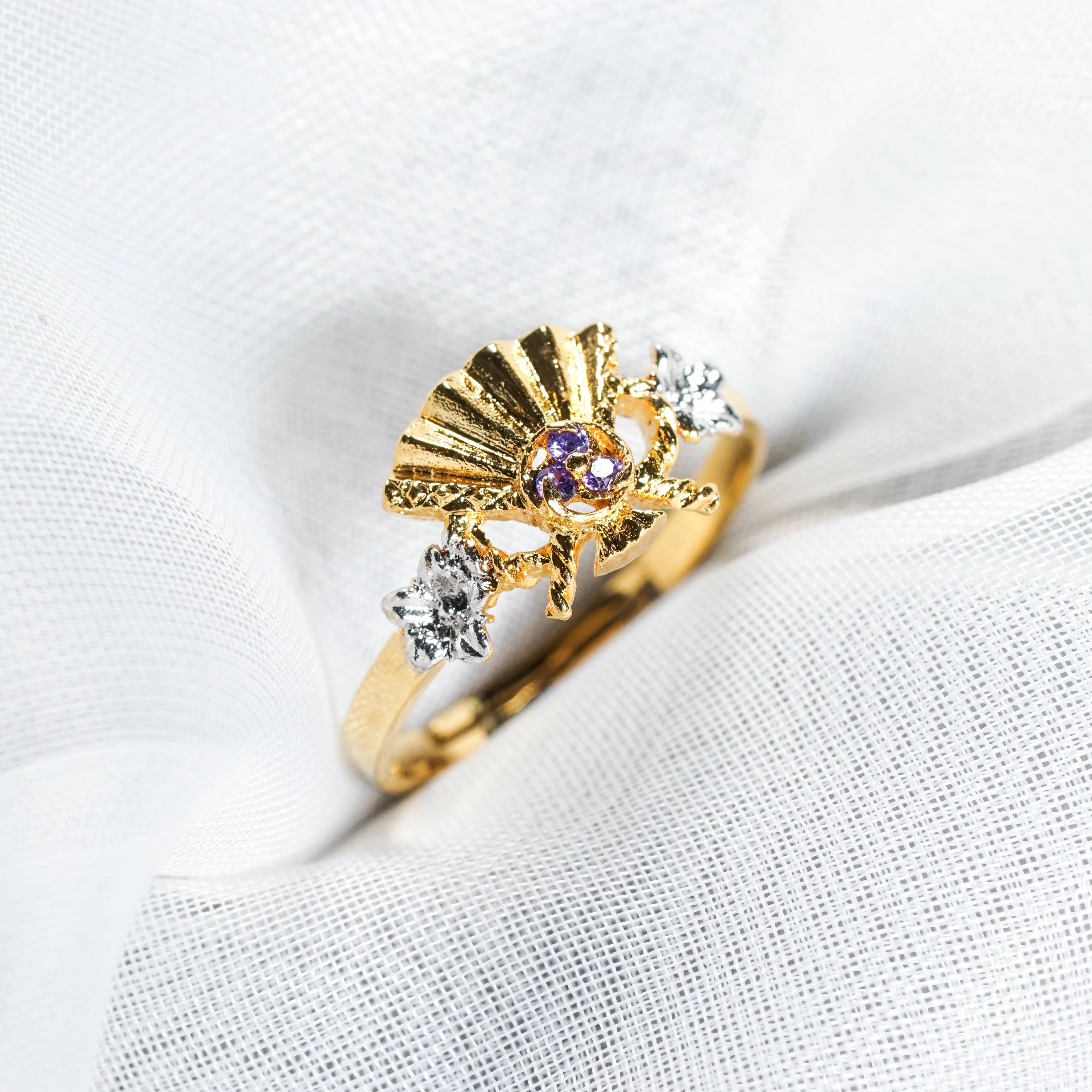 Genshin Impact Raiden Shogun Custom Ring, Handmade 14k Gold Plated Signet Jewelry, Perfect Accessory for Fans and Cosplayers