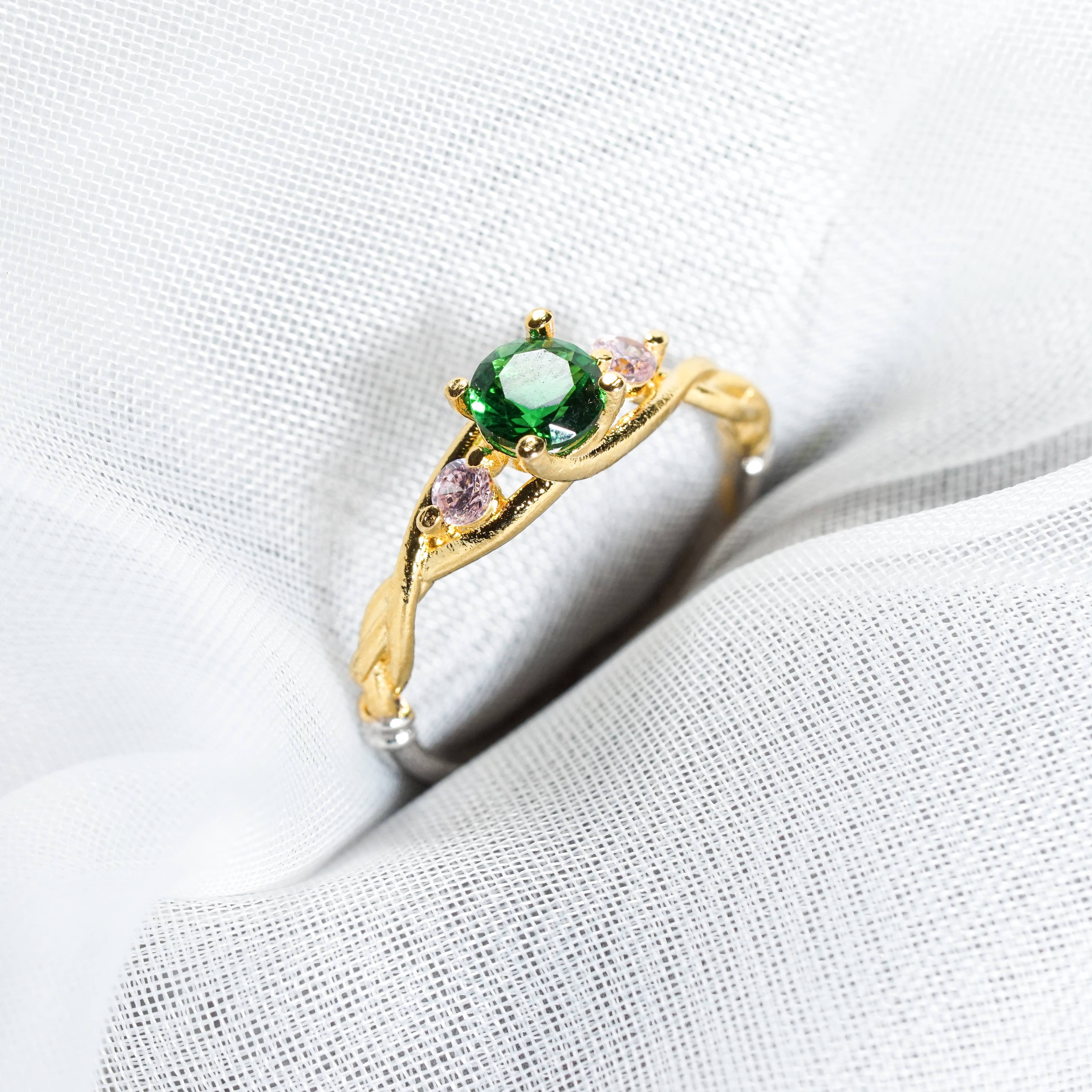 Demon Slayer Colection Ring - Nezuko Ring, Handmade Silver & Gold Fantasy Ring, Fantasy Jewelry for Anime Fans 9 - EternaSilver DSC06966 - EternaSilver