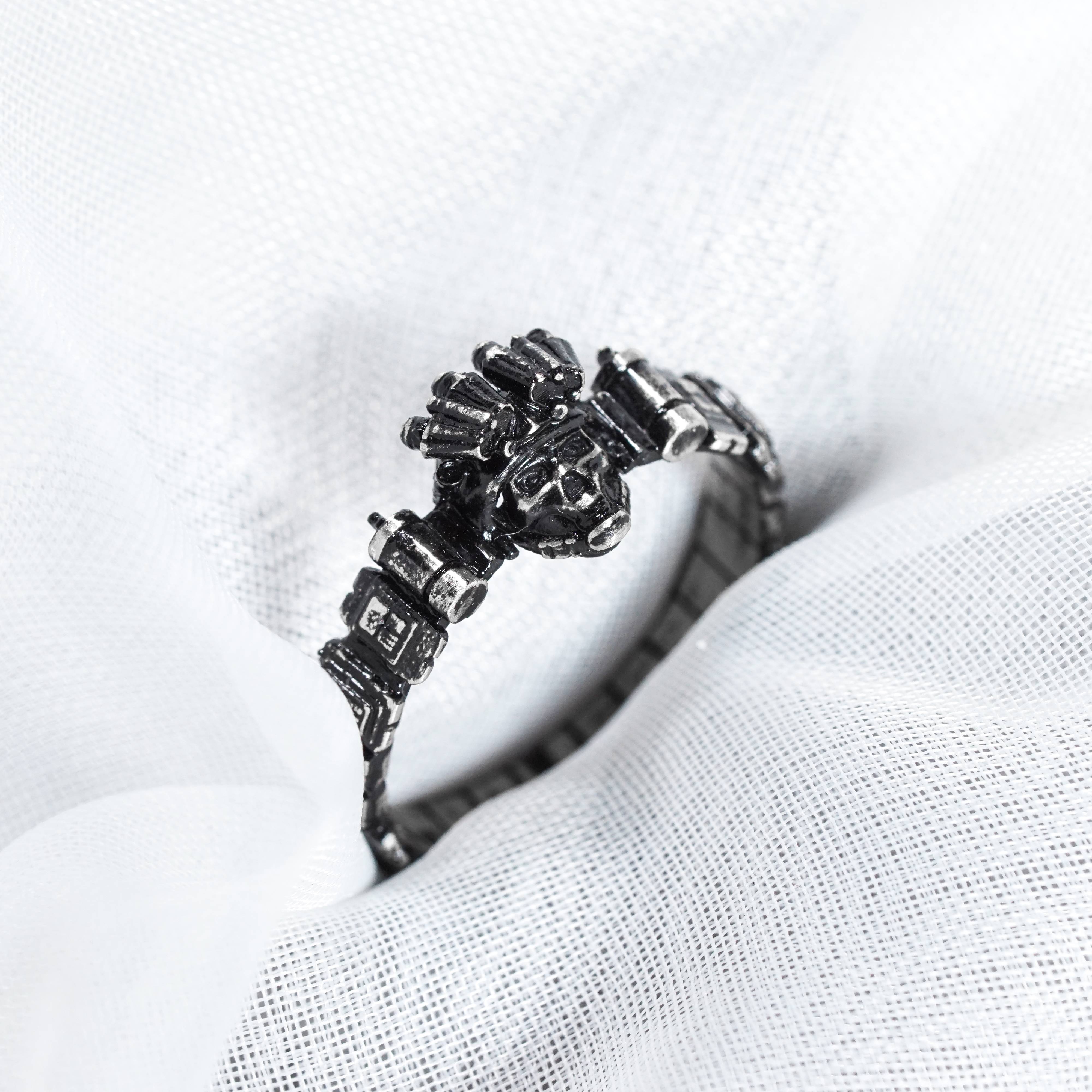 Call Of Duty Ghost Tactical Operator Ring, Handmade Fan Tribute Ring in 950 Silver, Military-Inspired CoD Jewelry for Gamers 3 - EternaSilver DSC06980 - EternaSilver