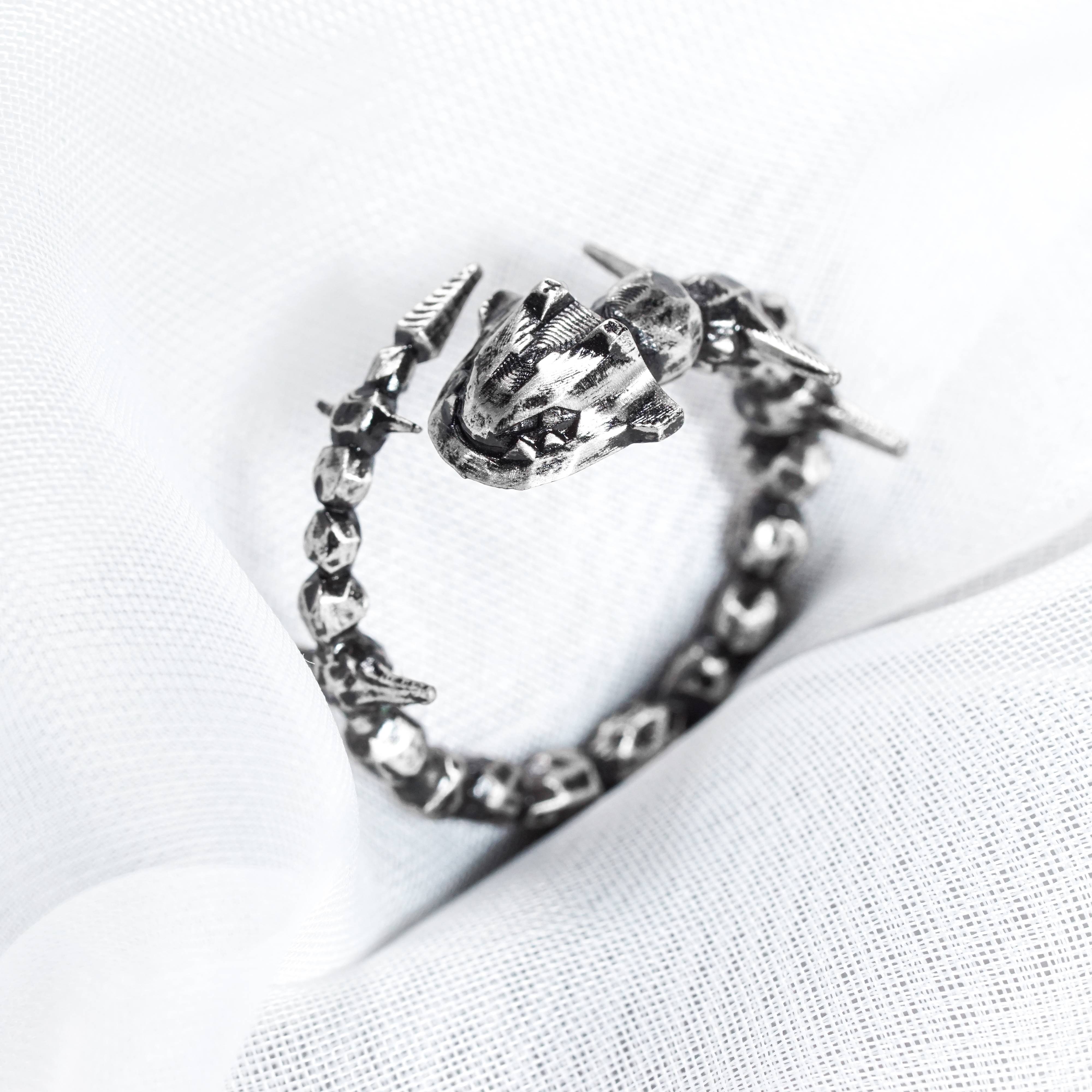 Pokemon Steelix Ring, Handmade 950 Silver Ring, Unique Jewelry Gift for Pokemon Fans