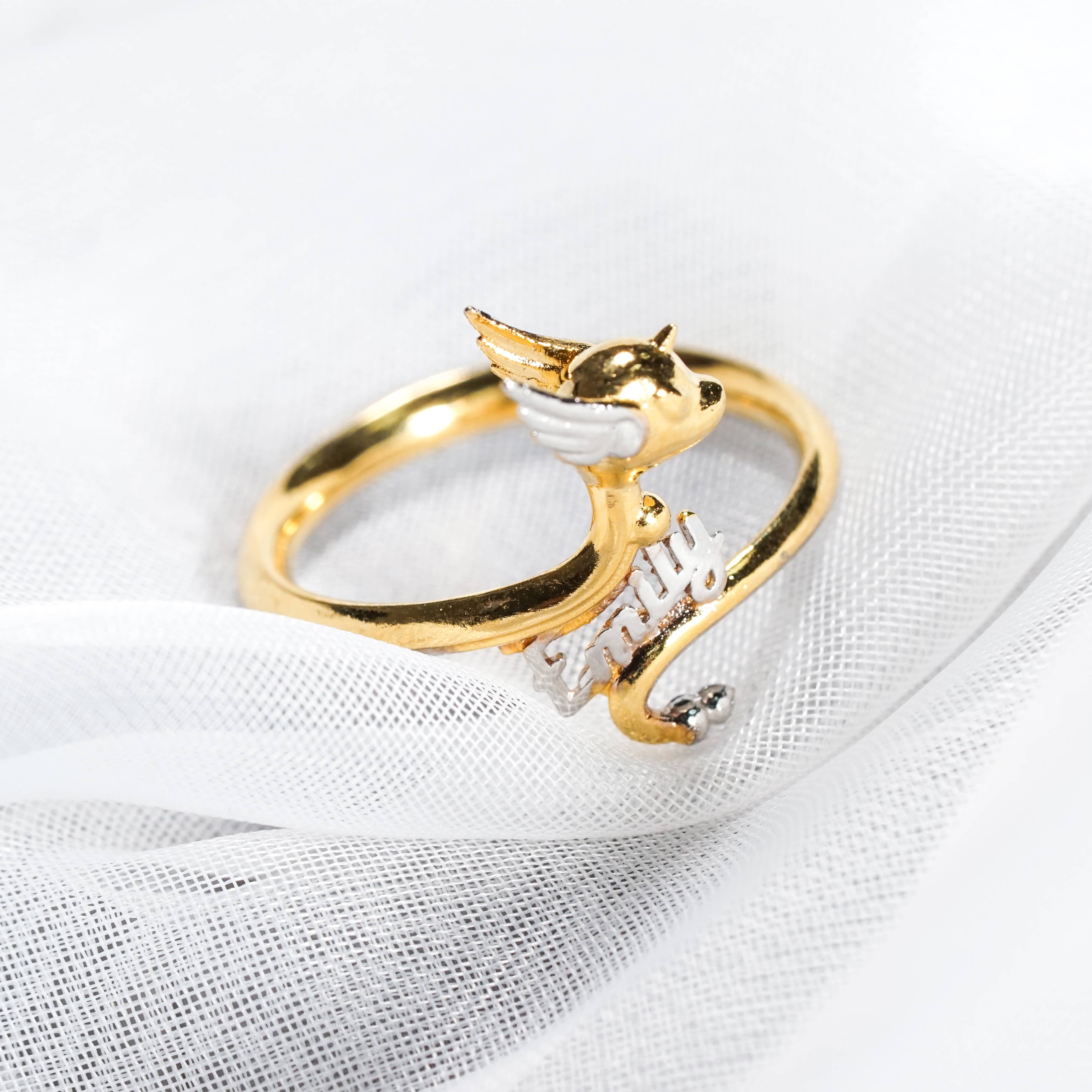 Pokemon Dragonair Ring, Handmade 950 Silver/14k Gold Plated Custom Name Ring, Unique Jewelry Gift for Pokemon Fans