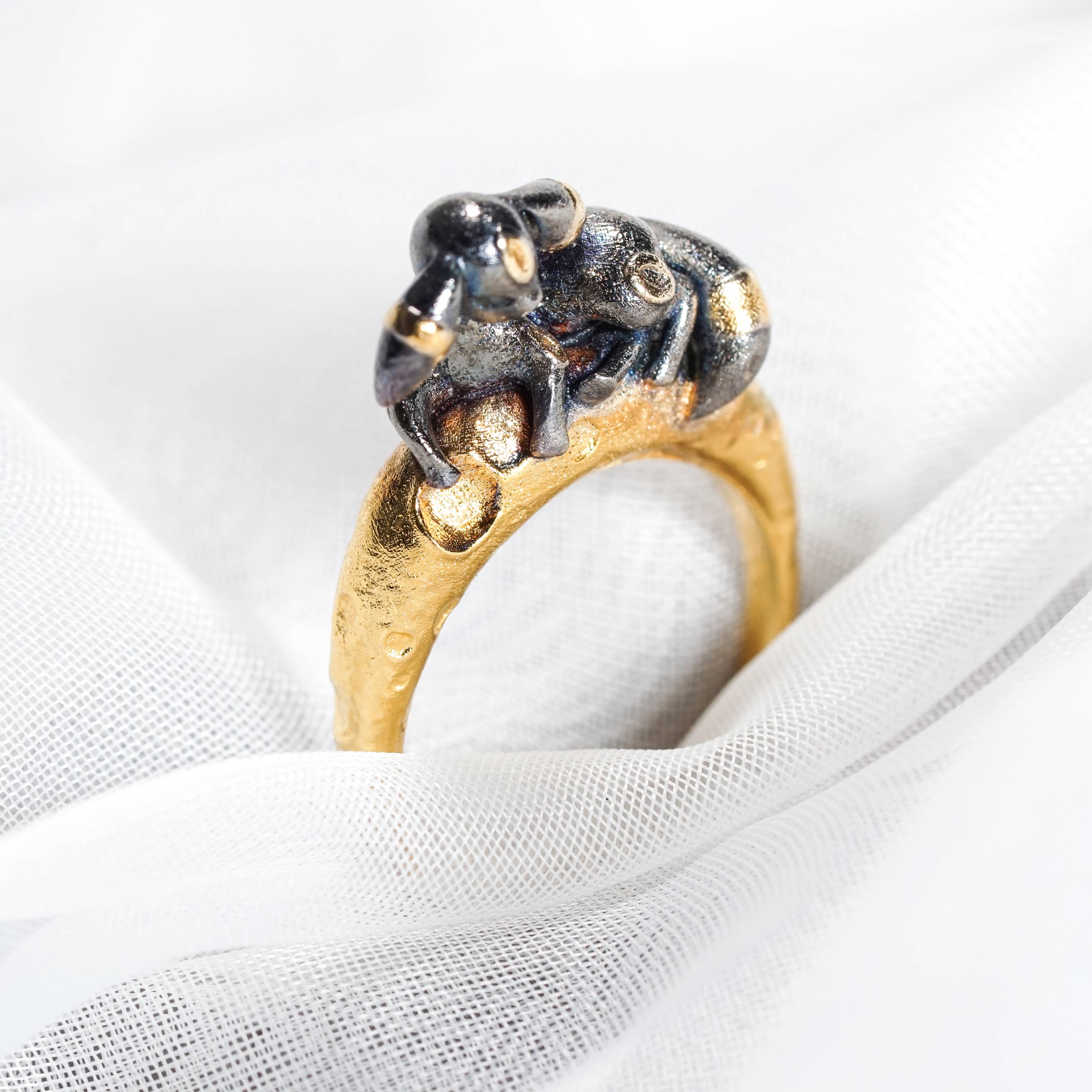Pokemon Umbreon With Moon Ring, Handmade 950 Silver/14k Gold Plated Ring, Unique Jewelry Gift for Pokemon Fans 8 - EternaSilver DSC07014 - EternaSilver