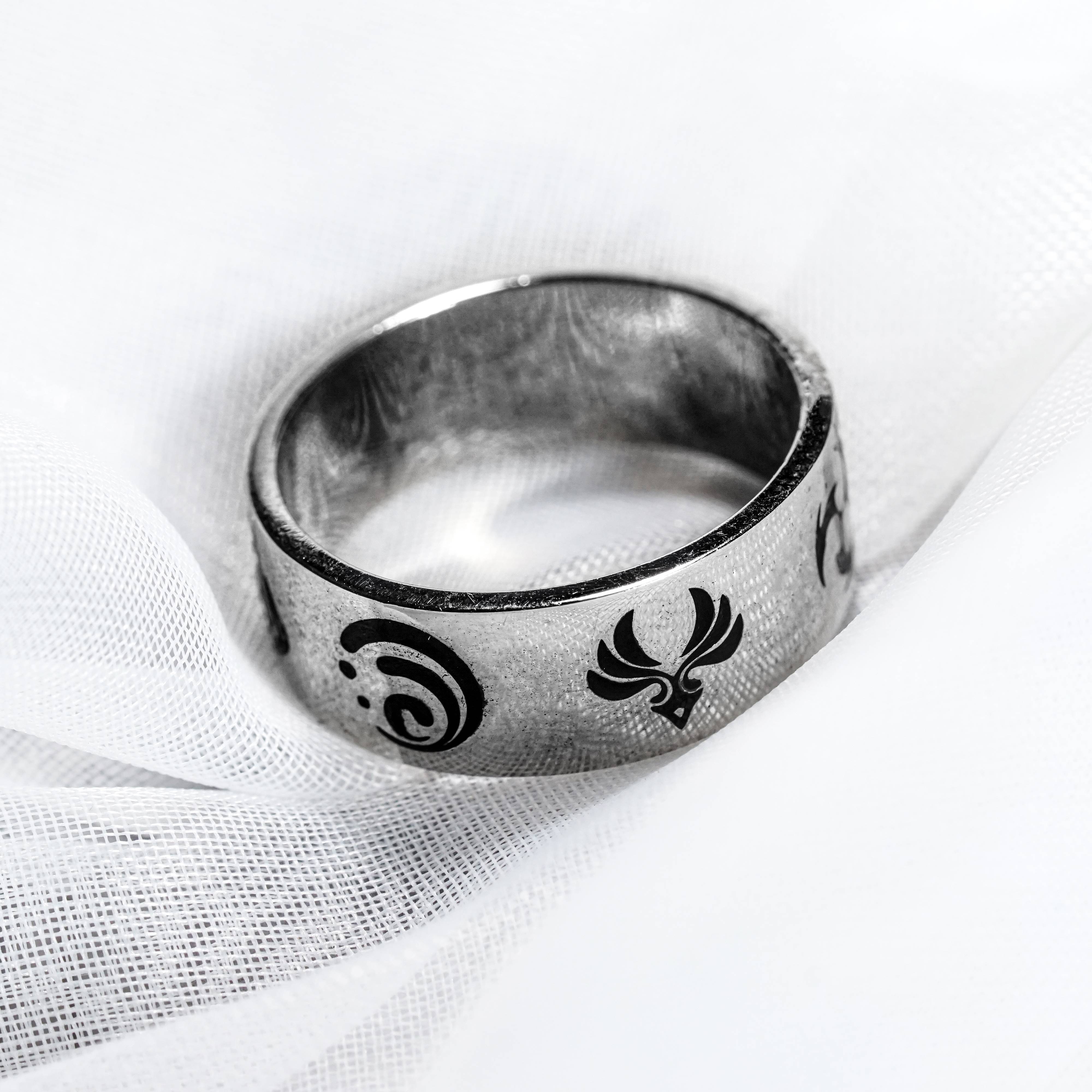 Genshin Impact Custom Visions Ring, Handmade Sterling Silver or Gold Plated Jewelry, Element-Themed Gift for Cosplay & Collectors 4 - EternaSilver DSC07027 - EternaSilver