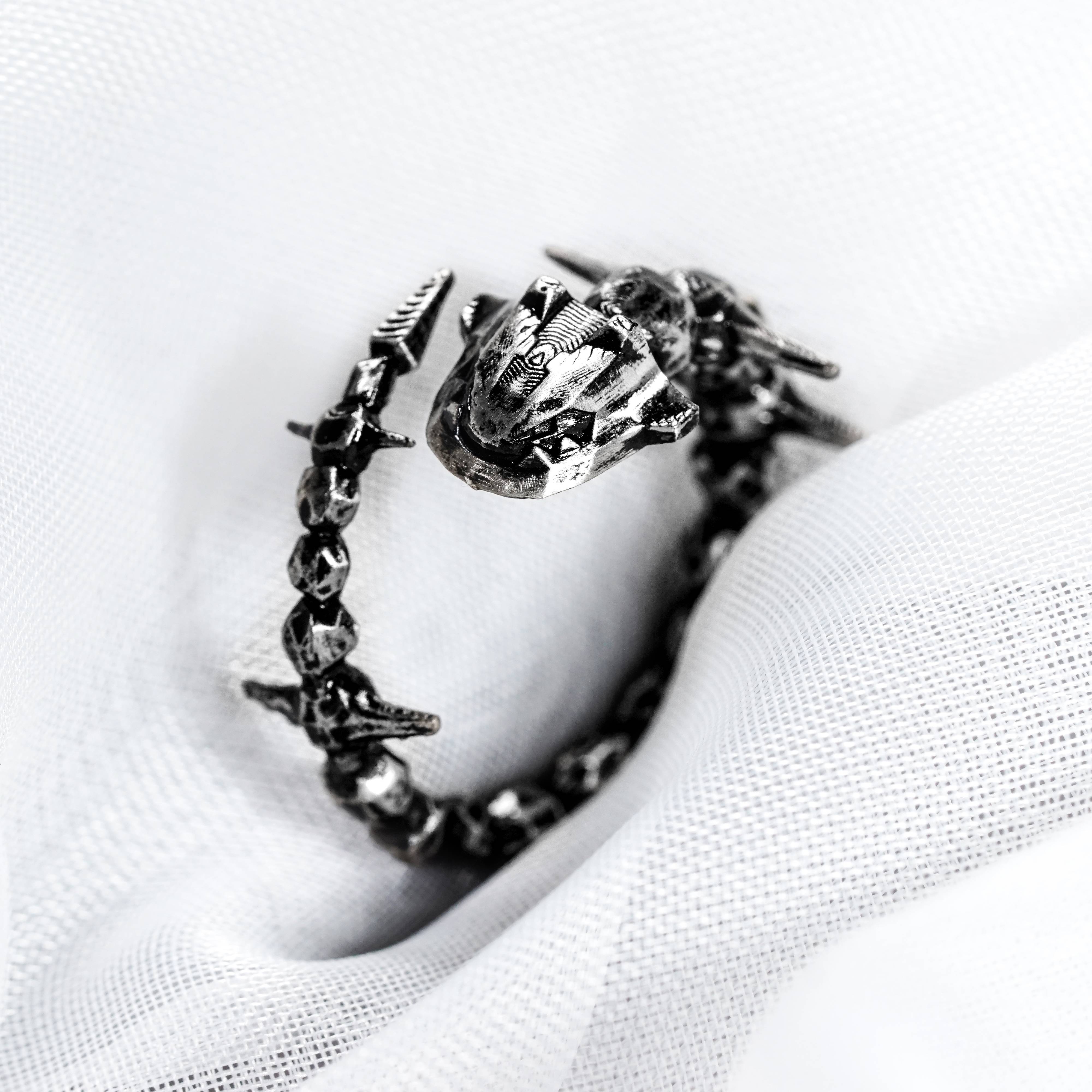 Pokemon Steelix Ring, Handmade 950 Silver Ring, Unique Jewelry Gift for Pokemon Fans 4 - EternaSilver DSC07048 - EternaSilver