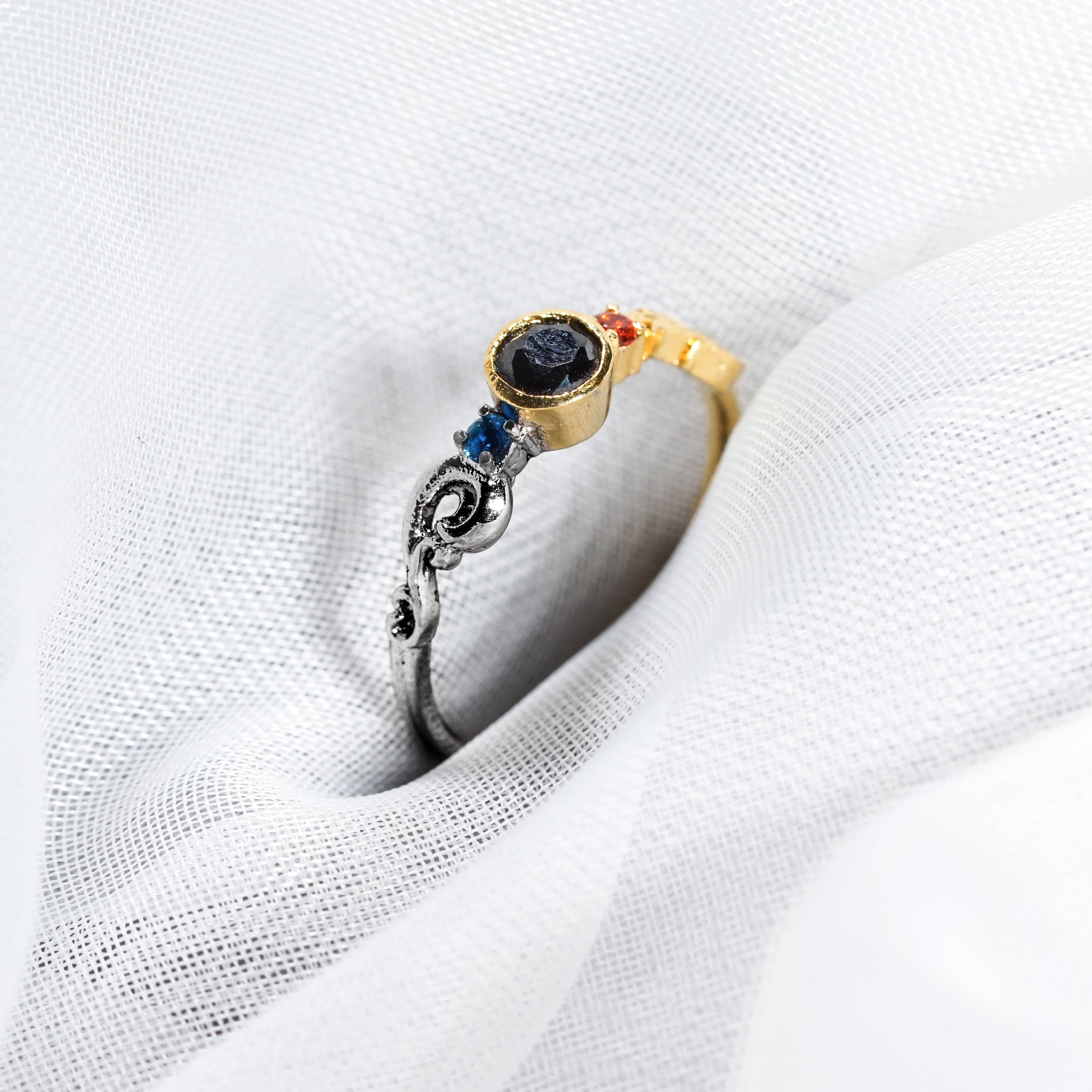 Demon Slayer Colection Ring - Tanjiro Ring, Handmade Silver & Gold Fantasy Ring, Fantasy Jewelry for Anime Fans 8 - EternaSilver DSC07050 - EternaSilver