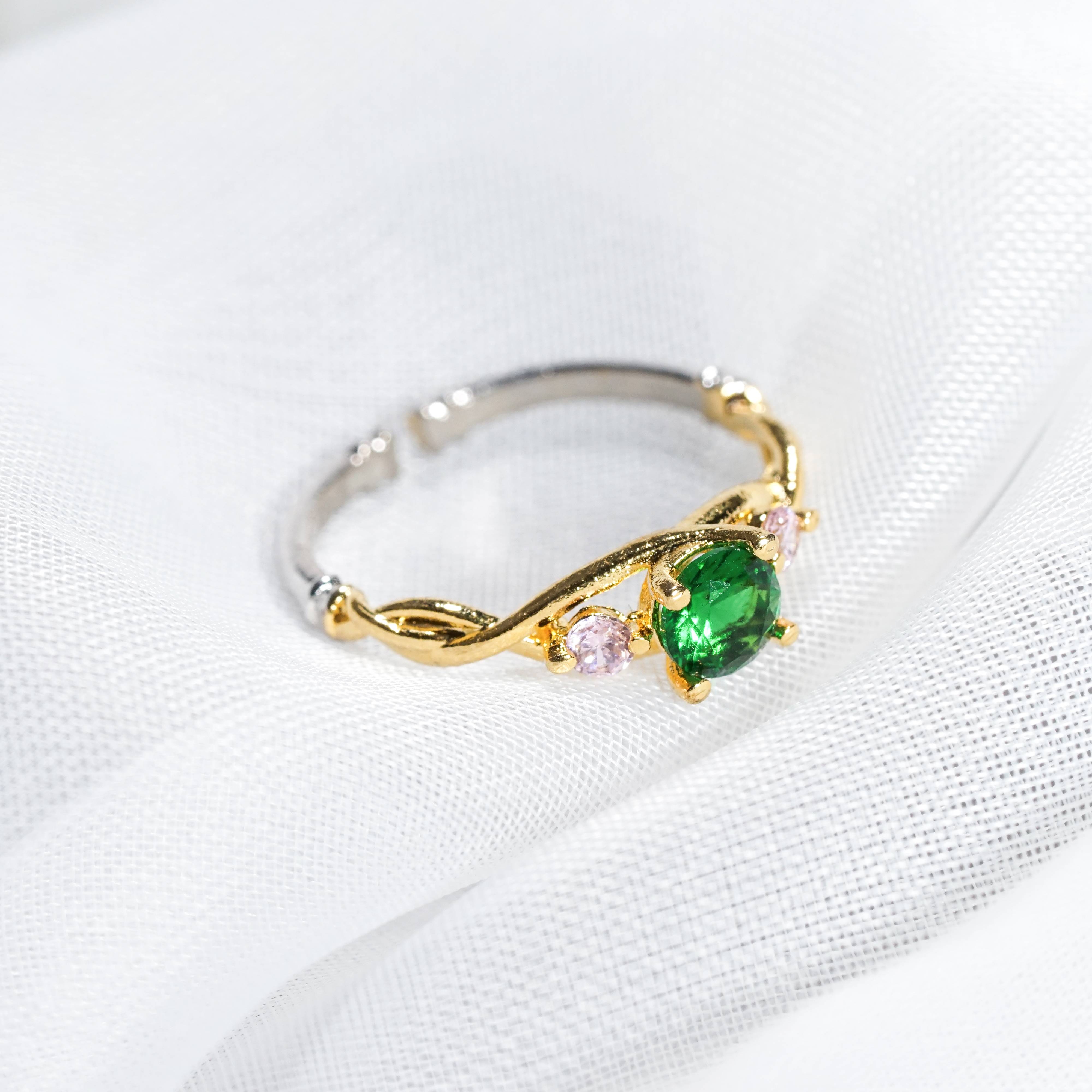 Demon Slayer Colection Ring - Nezuko Ring, Handmade Silver & Gold Fantasy Ring, Fantasy Jewelry for Anime Fans 8 - EternaSilver DSC07059 - EternaSilver