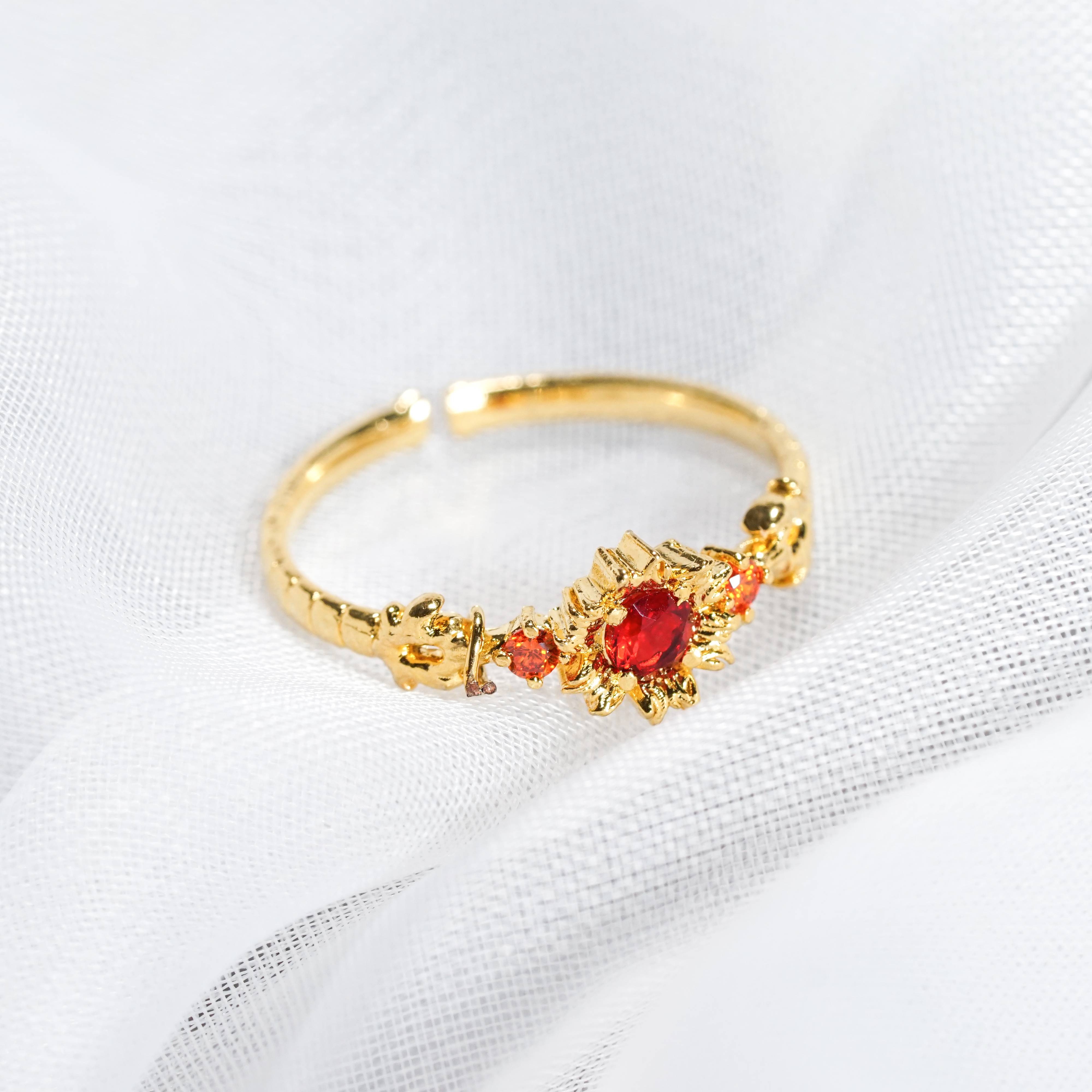 Demon Slayer Colection Ring - Rengoku Ring, Handmade Silver & Gold Fantasy Ring, Fantasy Jewelry for Anime Fans 9 - EternaSilver DSC07065 - EternaSilver