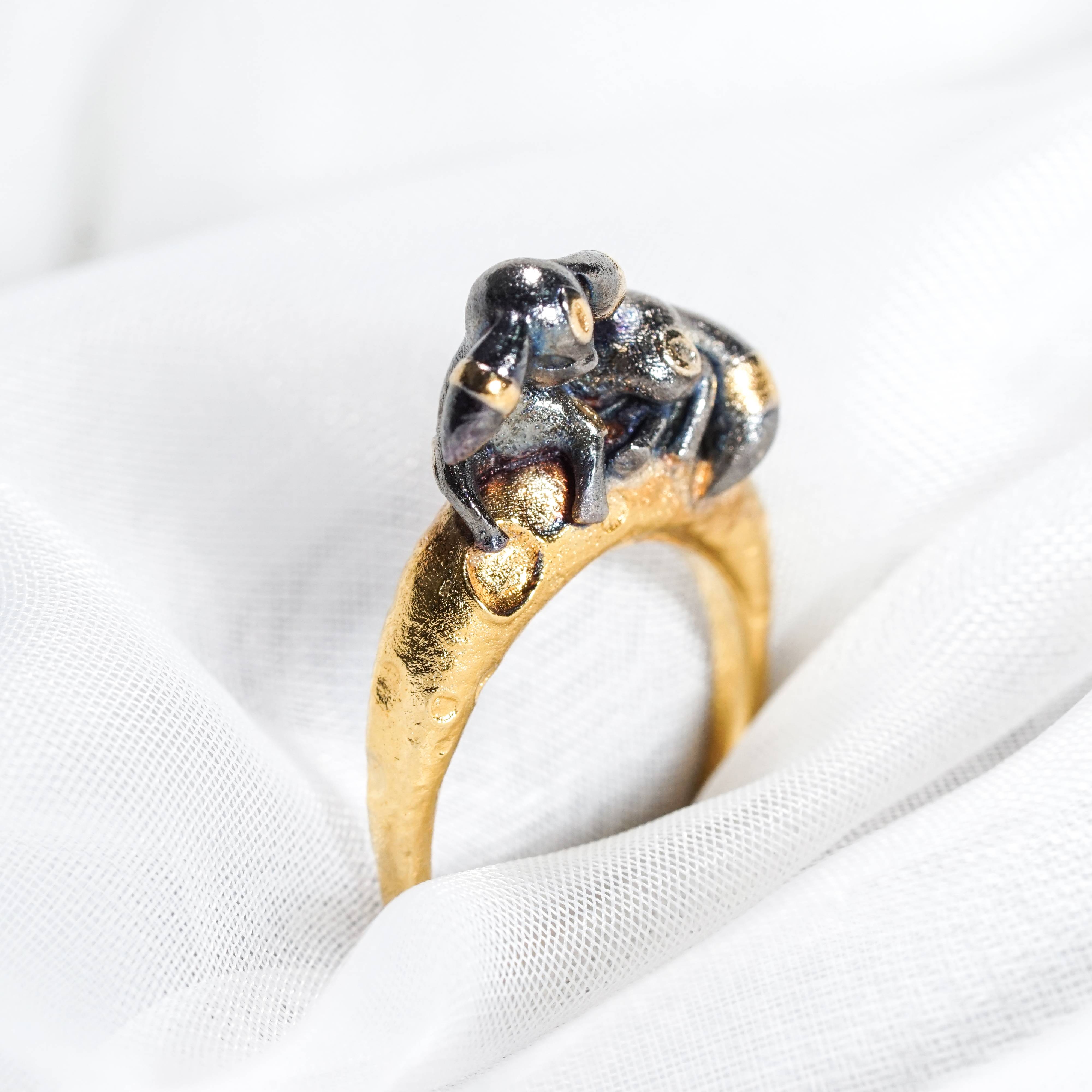 Pokemon Umbreon With Moon Ring, Handmade 950 Silver/14k Gold Plated Ring, Unique Jewelry Gift for Pokemon Fans 7 - EternaSilver DSC07067 - EternaSilver