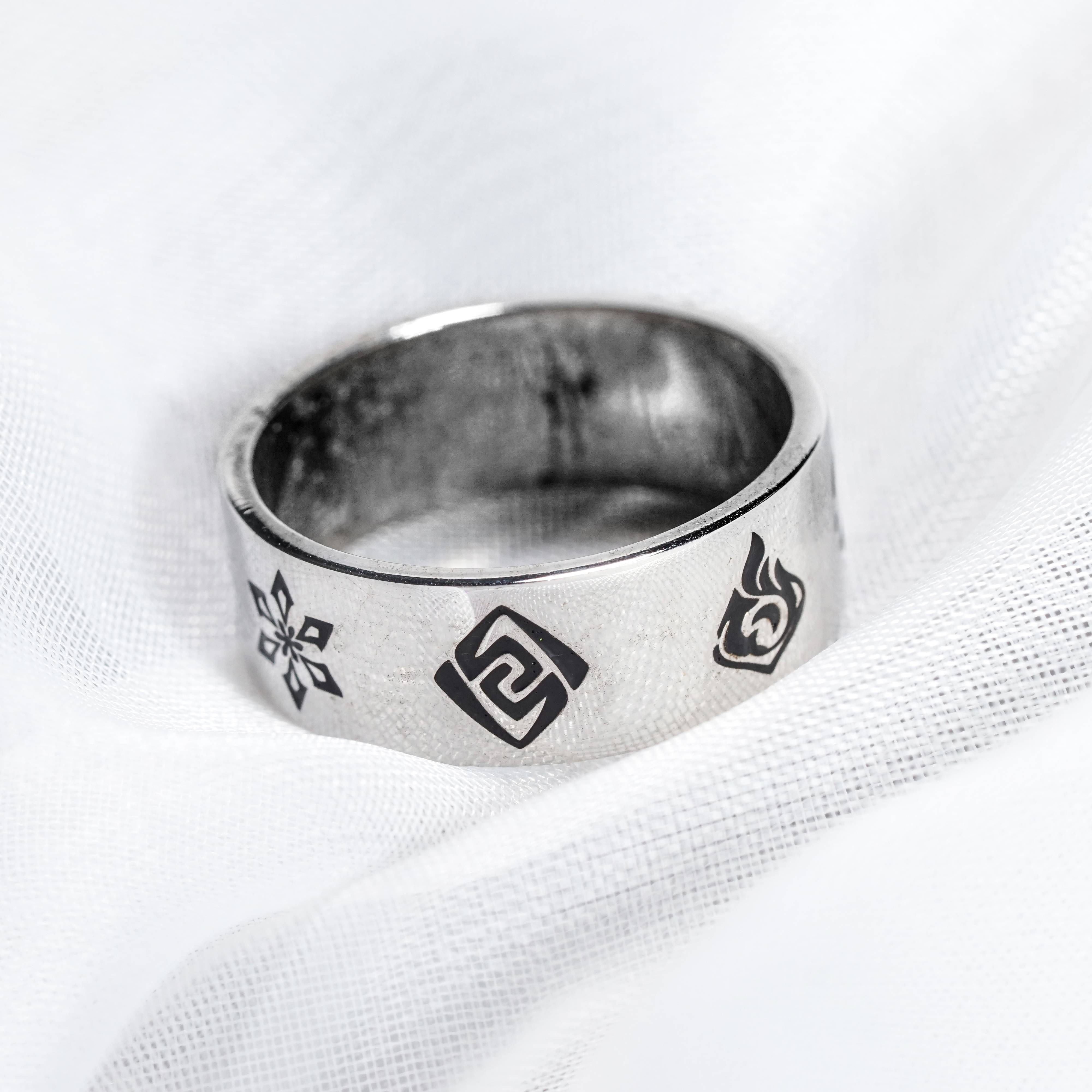 Genshin Impact Custom Visions Ring, Handmade Sterling Silver or Gold Plated Jewelry, Element-Themed Gift for Cosplay & Collectors 7 - EternaSilver DSC07069 - EternaSilver