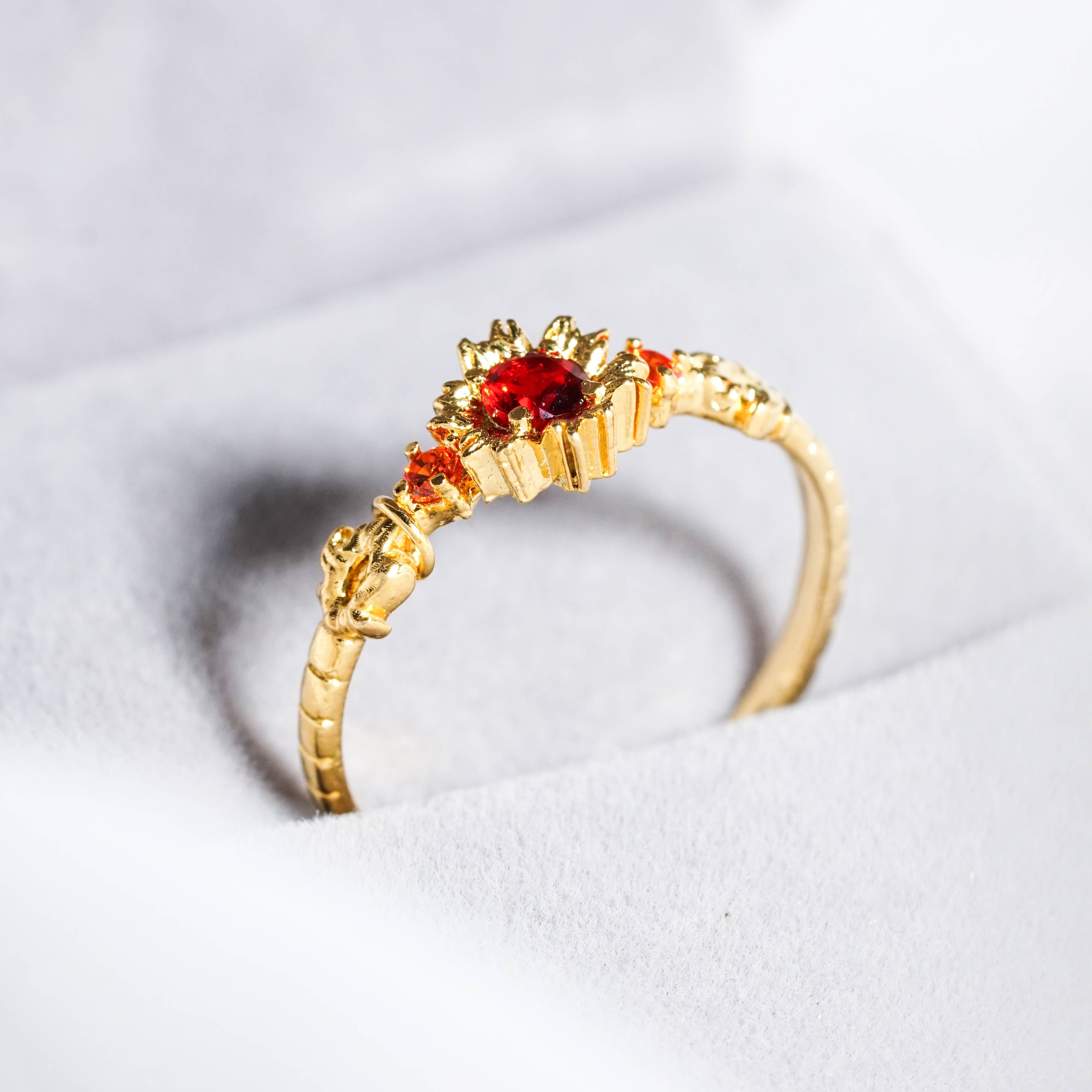 Demon Slayer Colection Ring - Rengoku Ring, Handmade Silver & Gold Fantasy Ring, Fantasy Jewelry for Anime Fans 8 - EternaSilver DSC07080 - EternaSilver