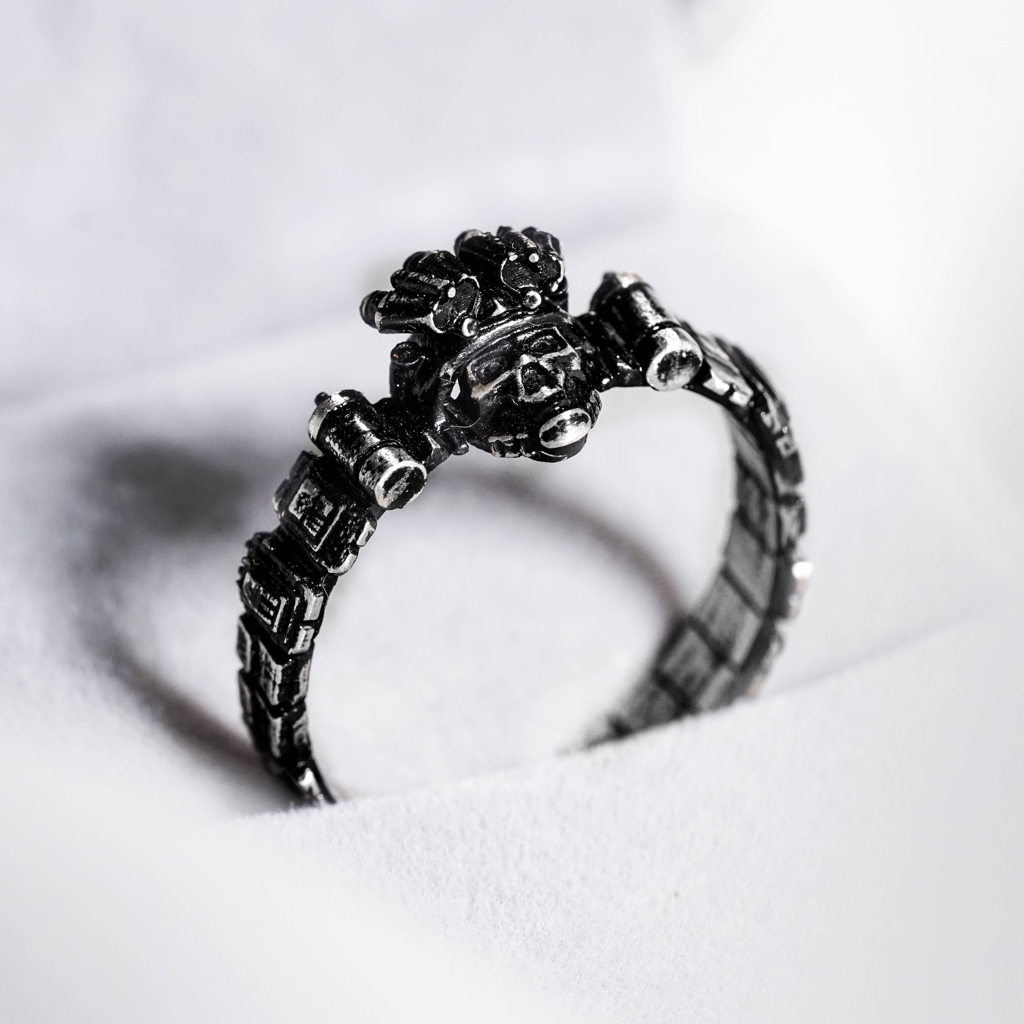 Call Of Duty Ghost Tactical Operator Ring, Handmade Fan Tribute Ring in 950 Silver, Military-Inspired CoD Jewelry for Gamers