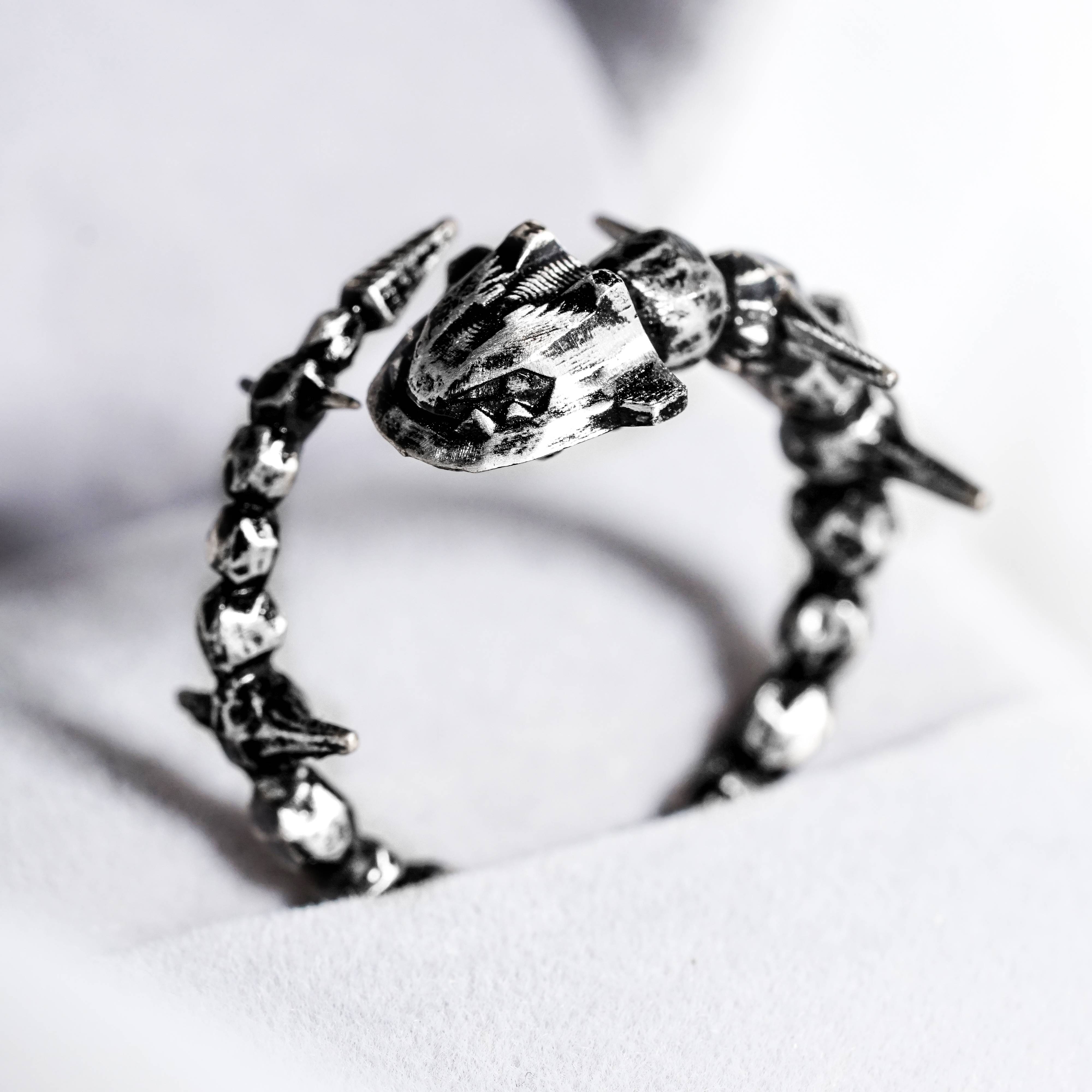 Pokemon Steelix Ring, Handmade 950 Silver Ring, Unique Jewelry Gift for Pokemon Fans 5 - EternaSilver DSC07103 - EternaSilver