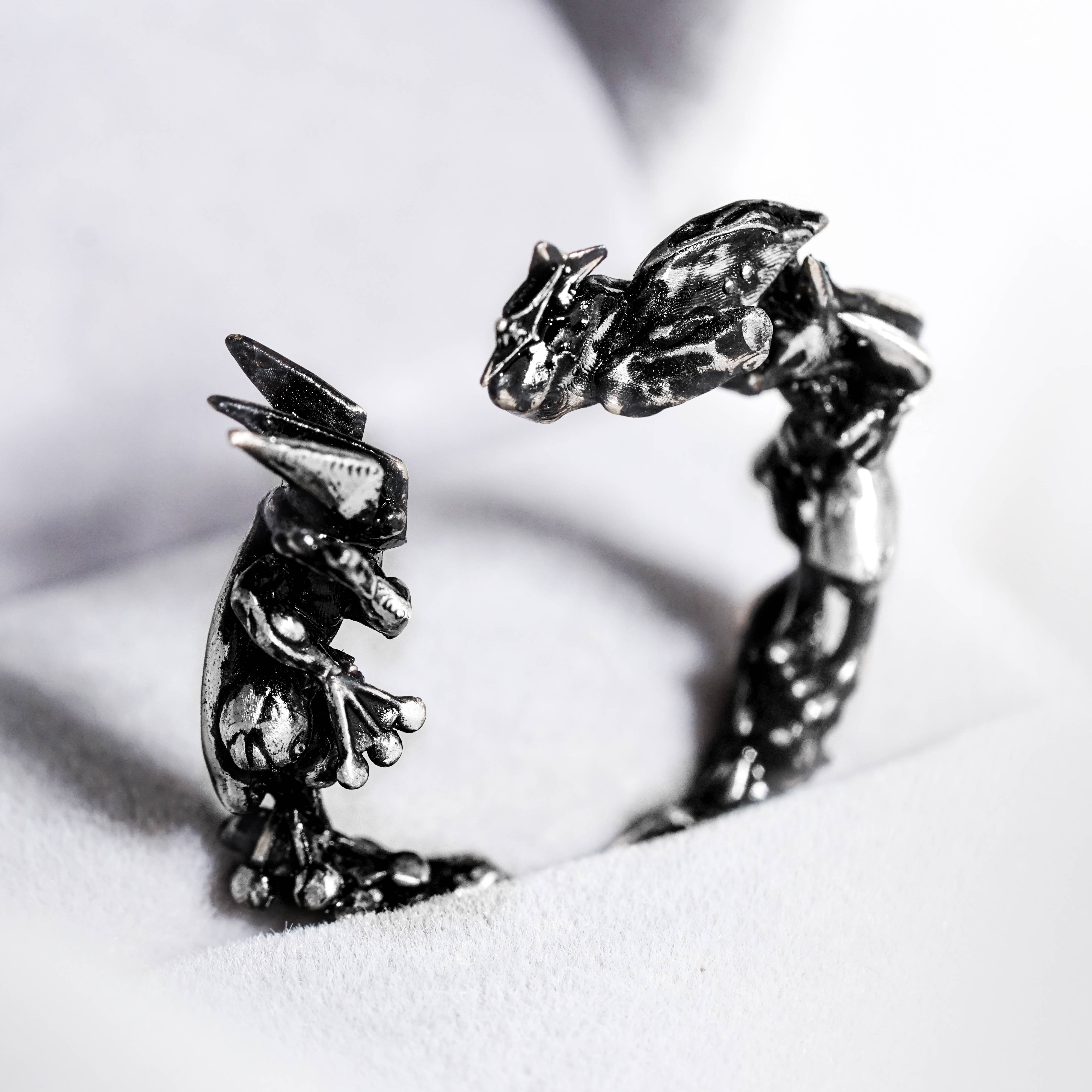 Pokemon Greninja & Lucario Ring, Handmade 950 Silver Custom Name Ring, Unique Jewelry Gift for Pokemon Fans