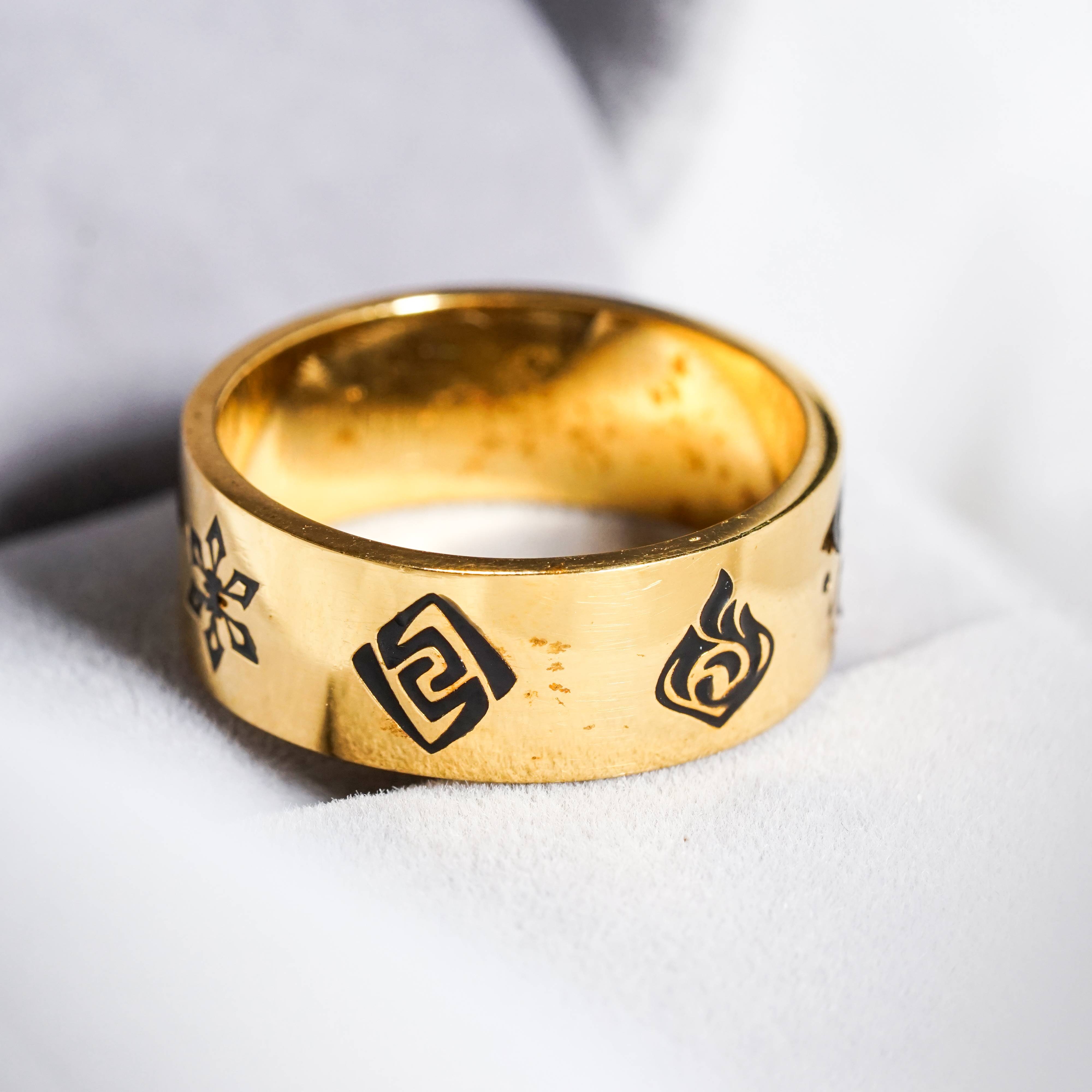Genshin Impact Custom Visions Ring, Handmade Sterling Silver or Gold Plated Jewelry, Element-Themed Gift for Cosplay & Collectors 10 - EternaSilver DSC07109 - EternaSilver
