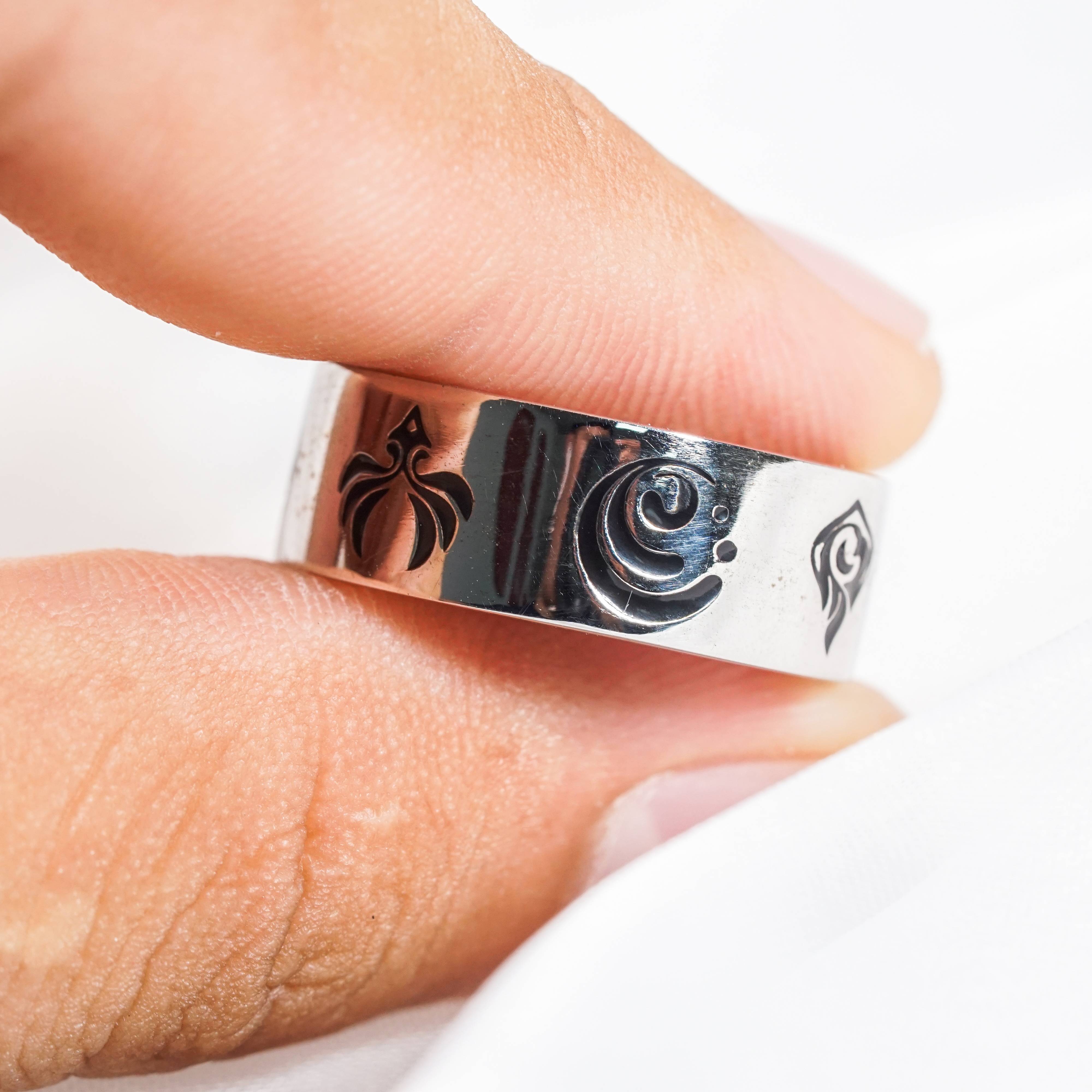 Genshin Impact Custom Visions Ring, Handmade Sterling Silver or Gold Plated Jewelry, Element-Themed Gift for Cosplay & Collectors 18 - EternaSilver DSC07118 - EternaSilver