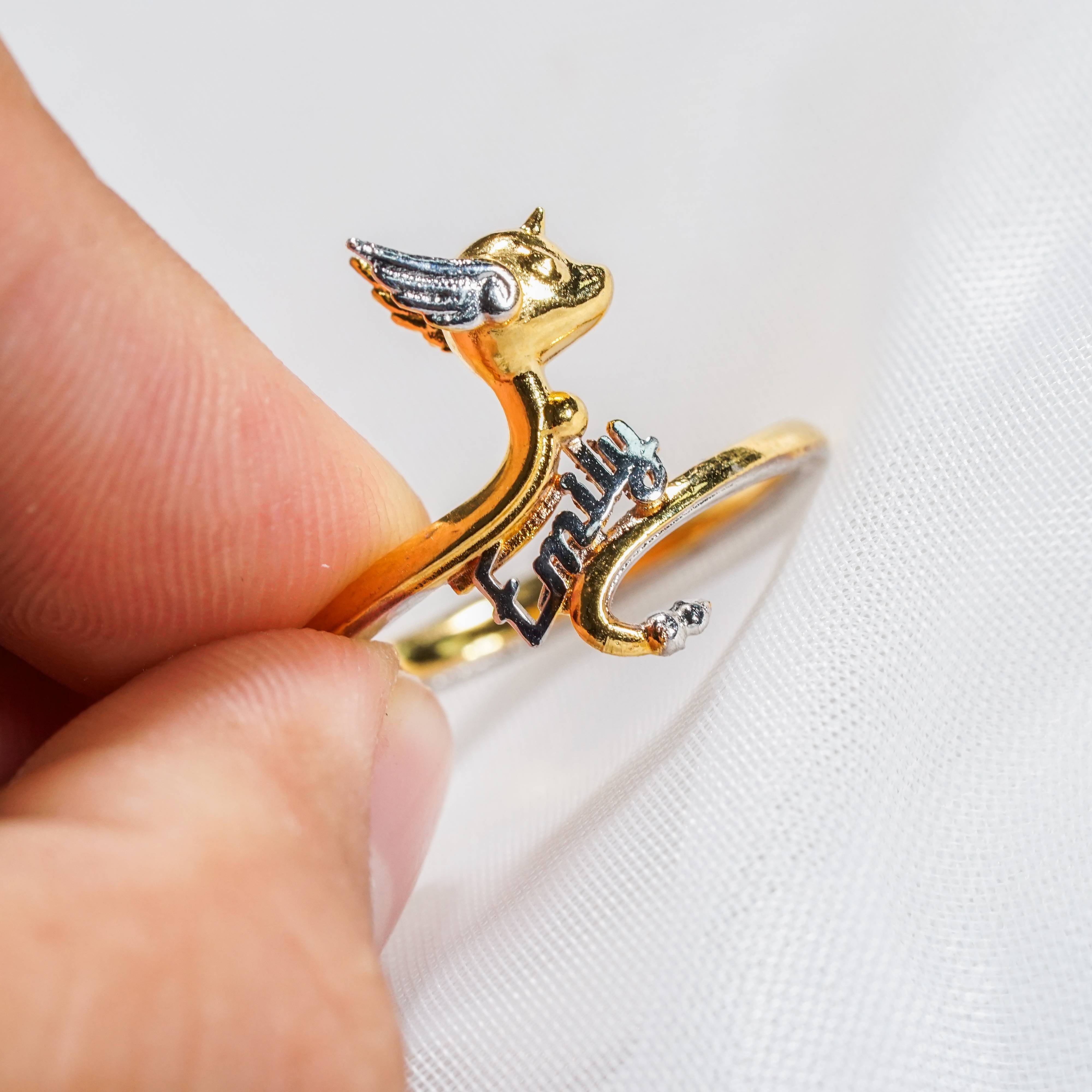 Pokemon Dragonair Ring, Handmade 950 Silver/14k Gold Plated Custom Name Ring, Unique Jewelry Gift for Pokemon Fans 5 - EternaSilver DSC07183 - EternaSilver