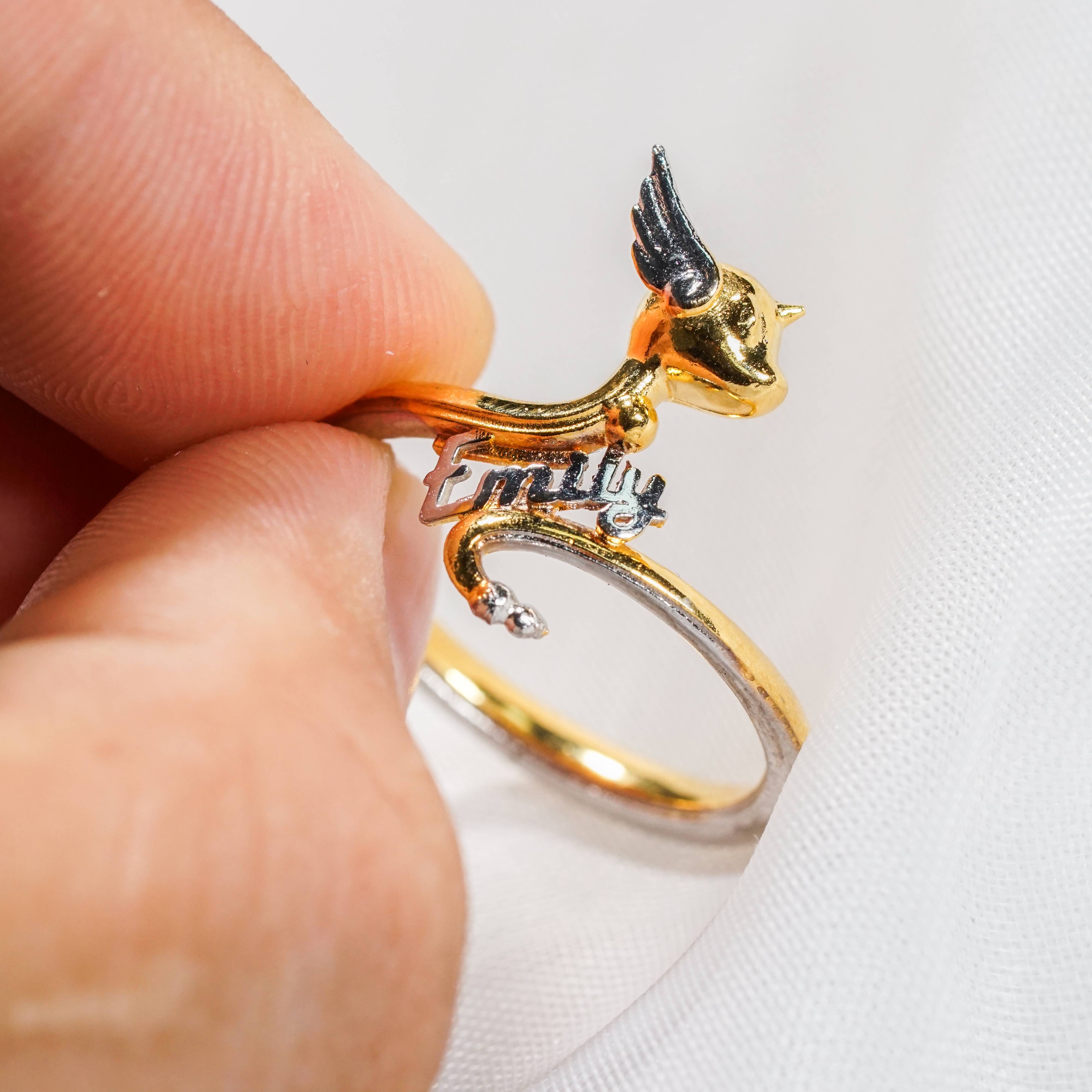 Pokemon Dragonair Ring, Handmade 950 Silver/14k Gold Plated Custom Name Ring, Unique Jewelry Gift for Pokemon Fans 4 - EternaSilver DSC07184 - EternaSilver