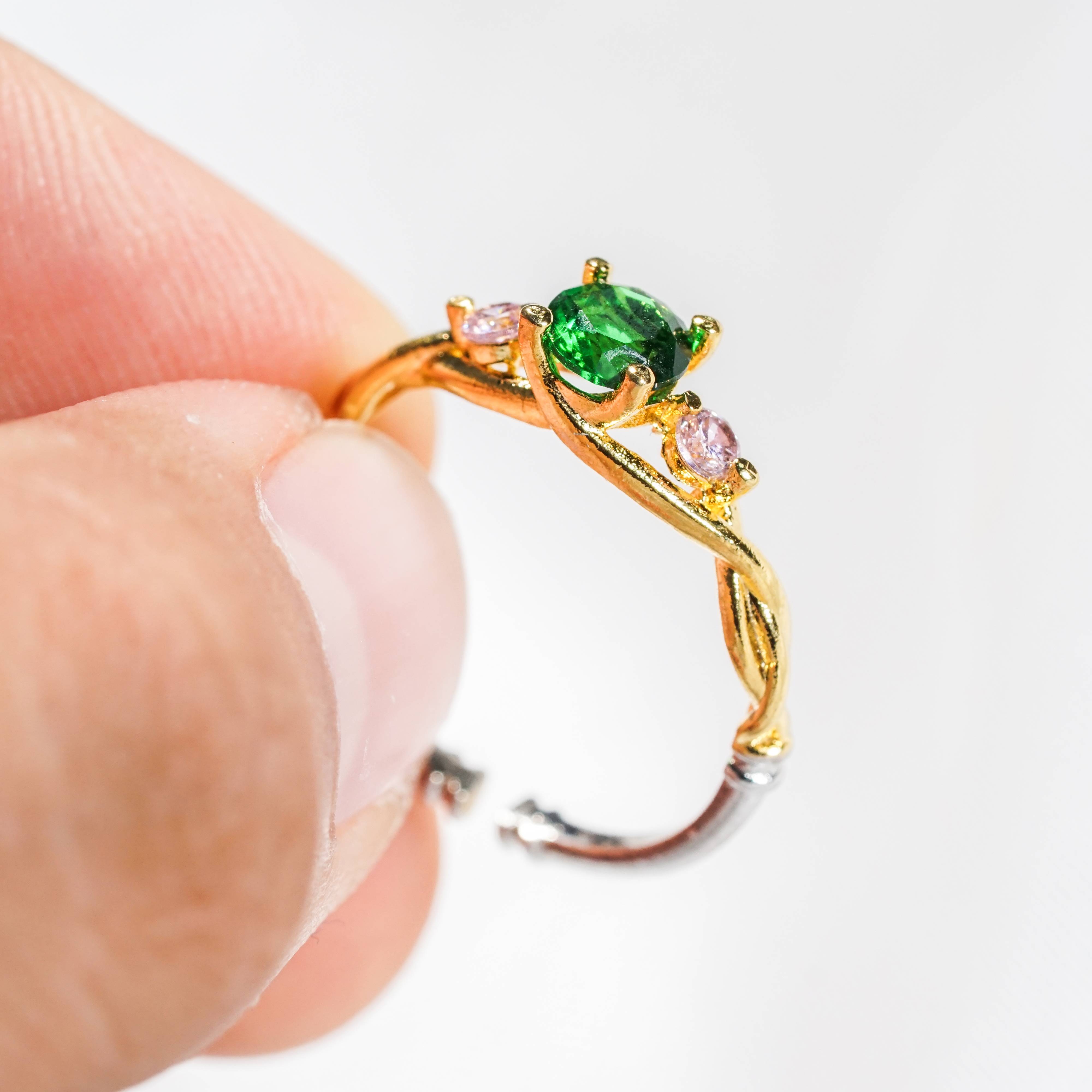 Demon Slayer Colection Ring - Nezuko Ring, Handmade Silver & Gold Fantasy Ring, Fantasy Jewelry for Anime Fans 4 - EternaSilver DSC07194 - EternaSilver