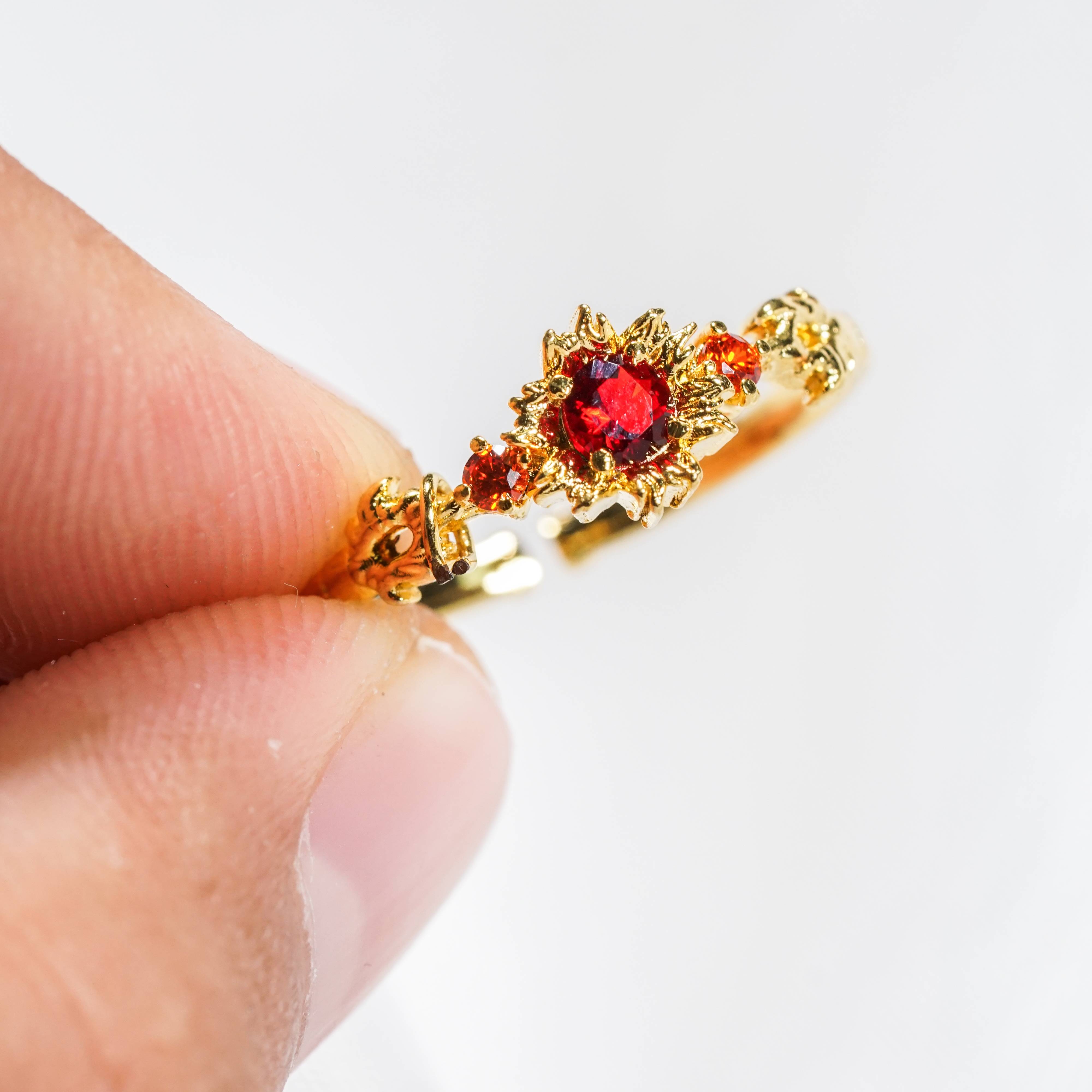 Demon Slayer Colection Ring - Rengoku Ring, Handmade Silver & Gold Fantasy Ring, Fantasy Jewelry for Anime Fans 7 - EternaSilver DSC07196 - EternaSilver