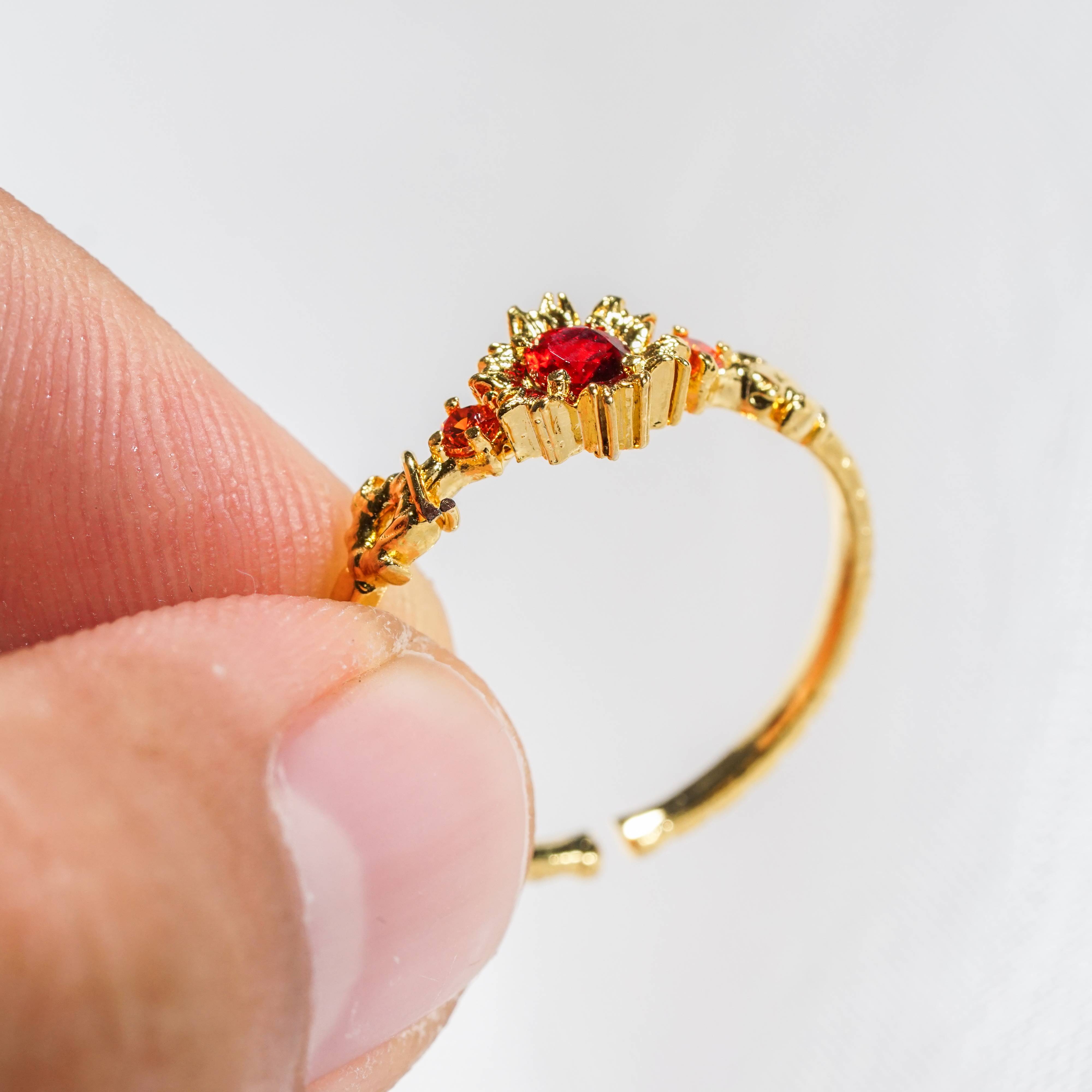 Demon Slayer Colection Ring - Rengoku Ring, Handmade Silver & Gold Fantasy Ring, Fantasy Jewelry for Anime Fans 6 - EternaSilver DSC07197 - EternaSilver