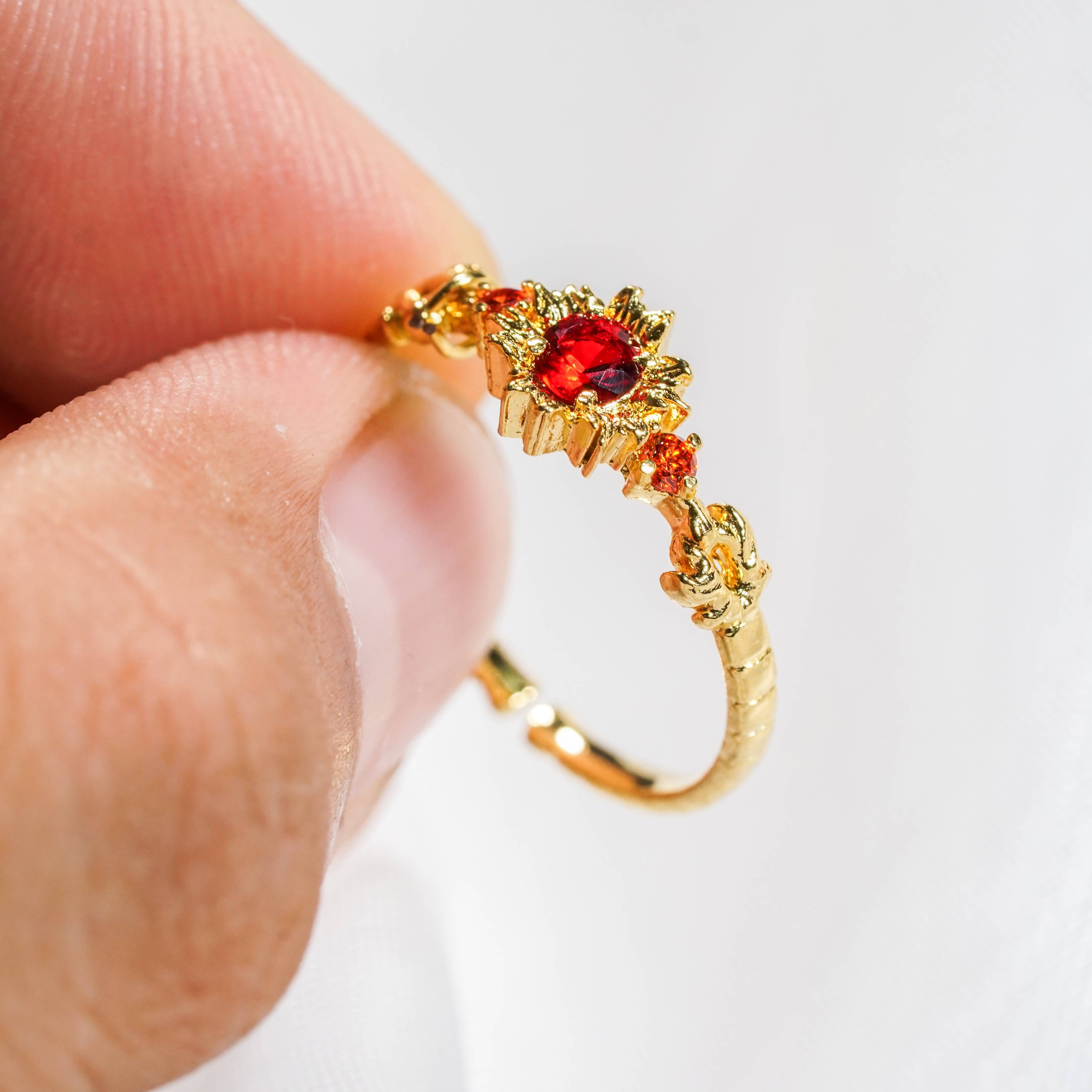 Demon Slayer Colection Ring - Rengoku Ring, Handmade Silver & Gold Fantasy Ring, Fantasy Jewelry for Anime Fans 5 - EternaSilver DSC07198 - EternaSilver