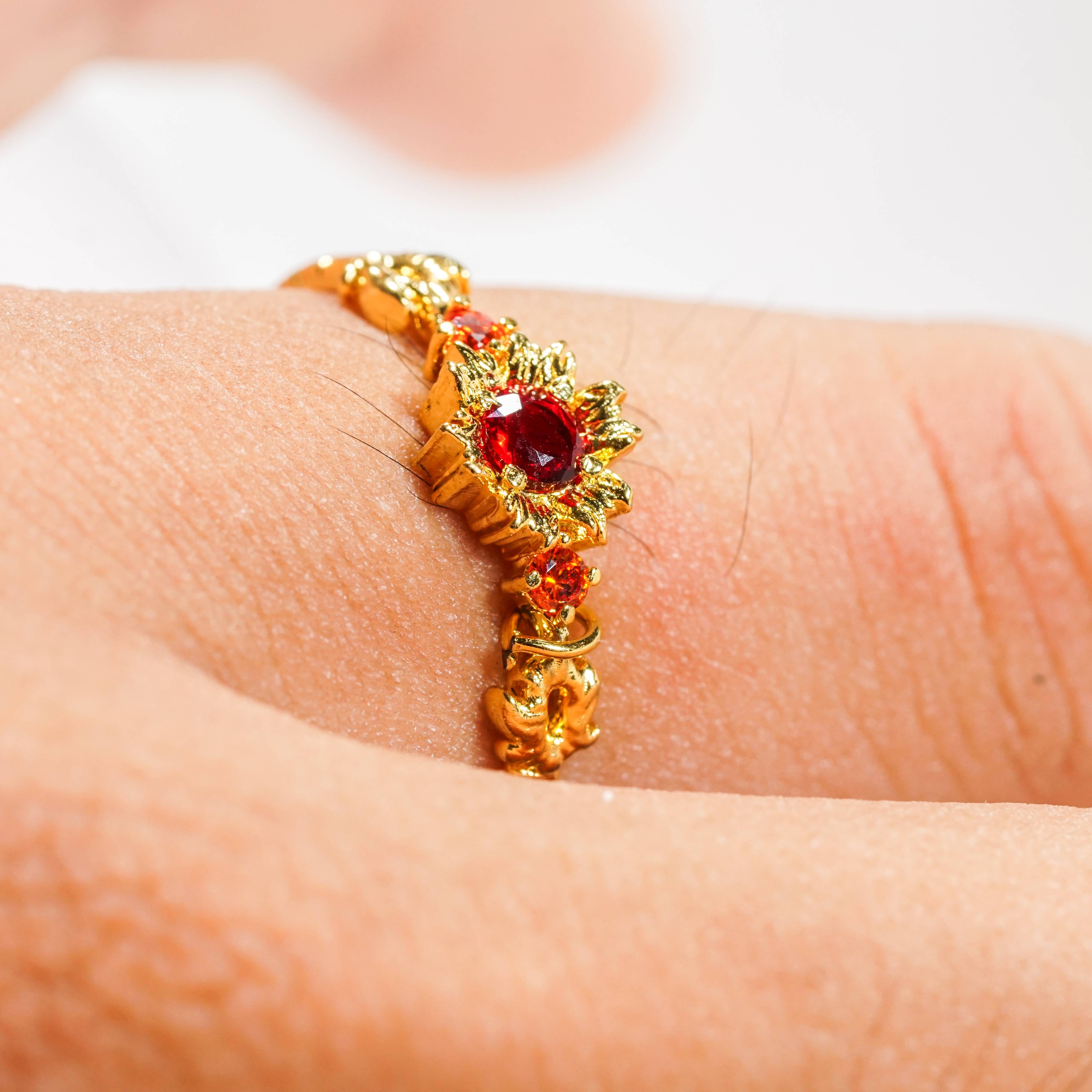 Demon Slayer Colection Ring - Rengoku Ring, Handmade Silver & Gold Fantasy Ring, Fantasy Jewelry for Anime Fans 3 - EternaSilver DSC07200 - EternaSilver