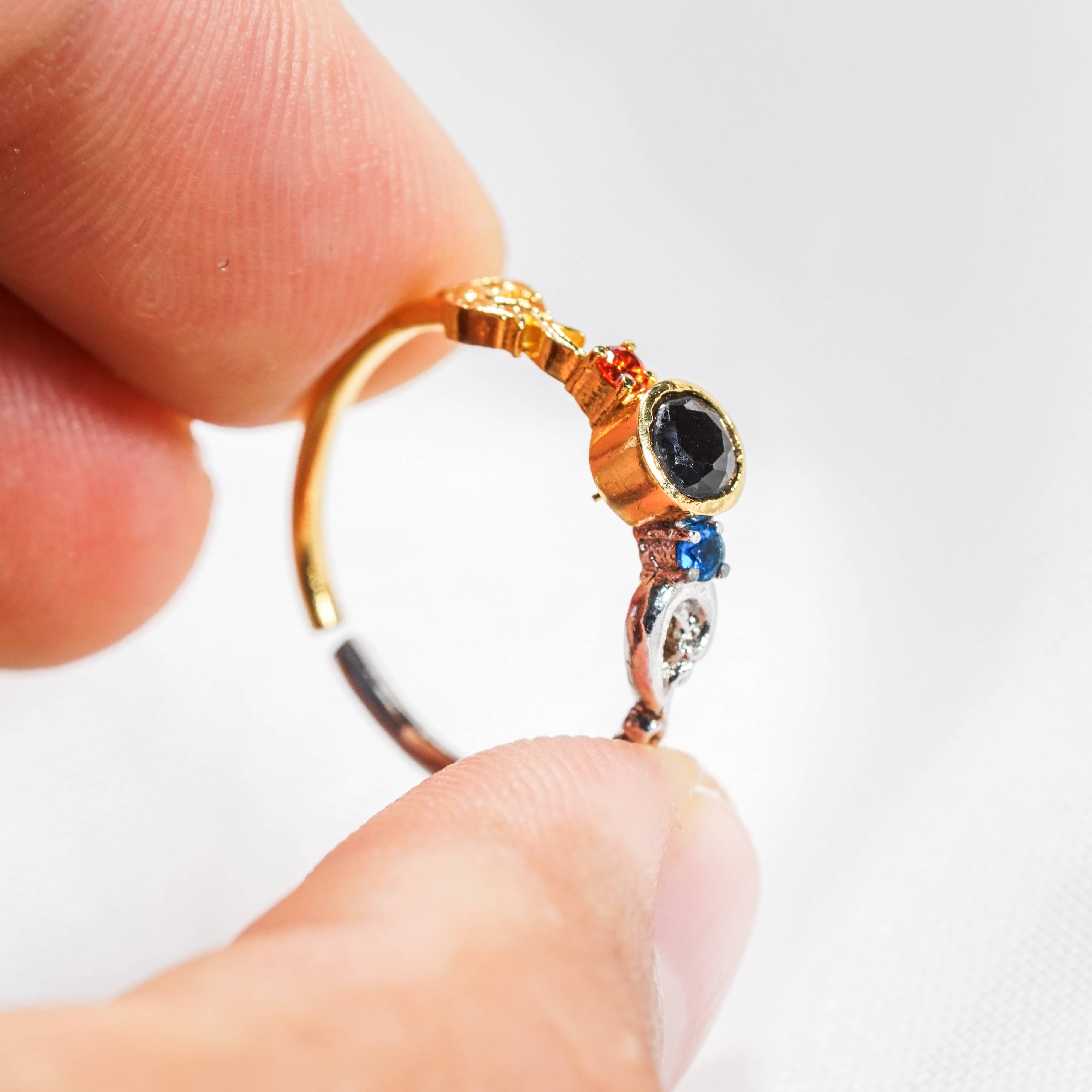 Demon Slayer Colection Ring - Tanjiro Ring, Handmade Silver & Gold Fantasy Ring, Fantasy Jewelry for Anime Fans 4 - EternaSilver DSC07203 - EternaSilver