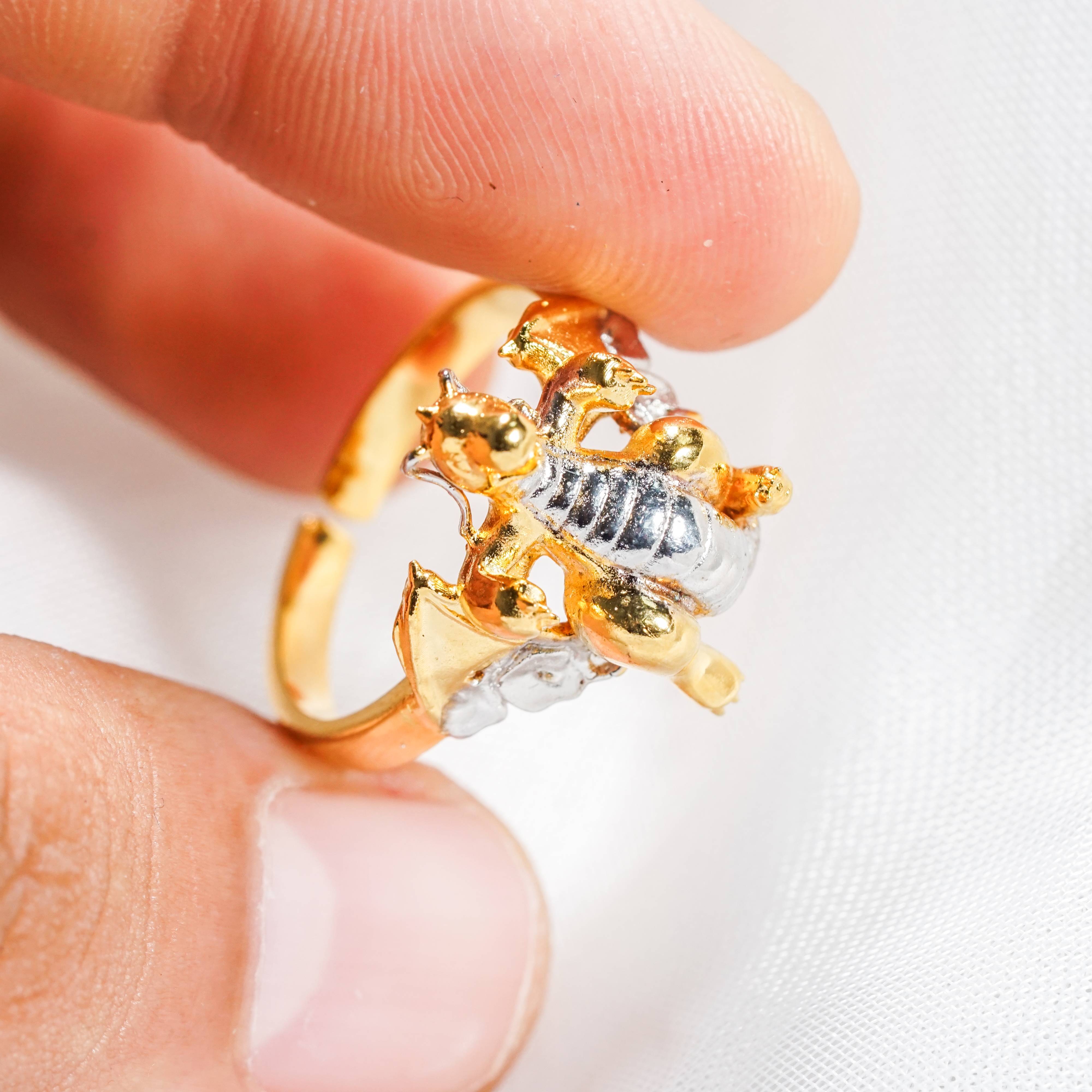 Pokemon Dragonite With Moon Ring, Handmade 950 Silver/14k Gold Plated Ring, Unique Jewelry Gift for Pokemon Fans 3 - EternaSilver DSC07227 - EternaSilver