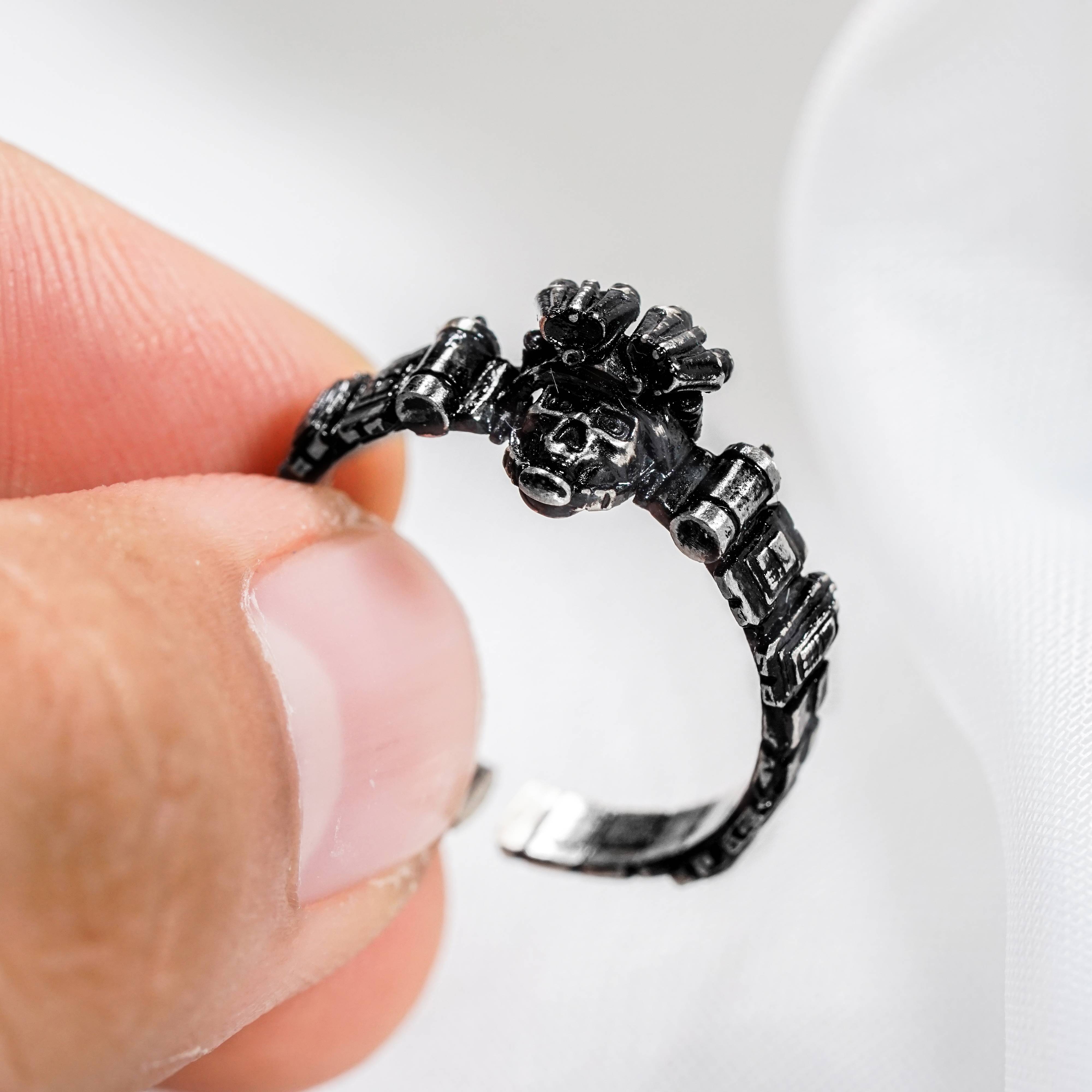 Call Of Duty Ghost Tactical Operator Ring, Handmade Fan Tribute Ring in 950 Silver, Military-Inspired CoD Jewelry for Gamers 6 - EternaSilver DSC07235 - EternaSilver