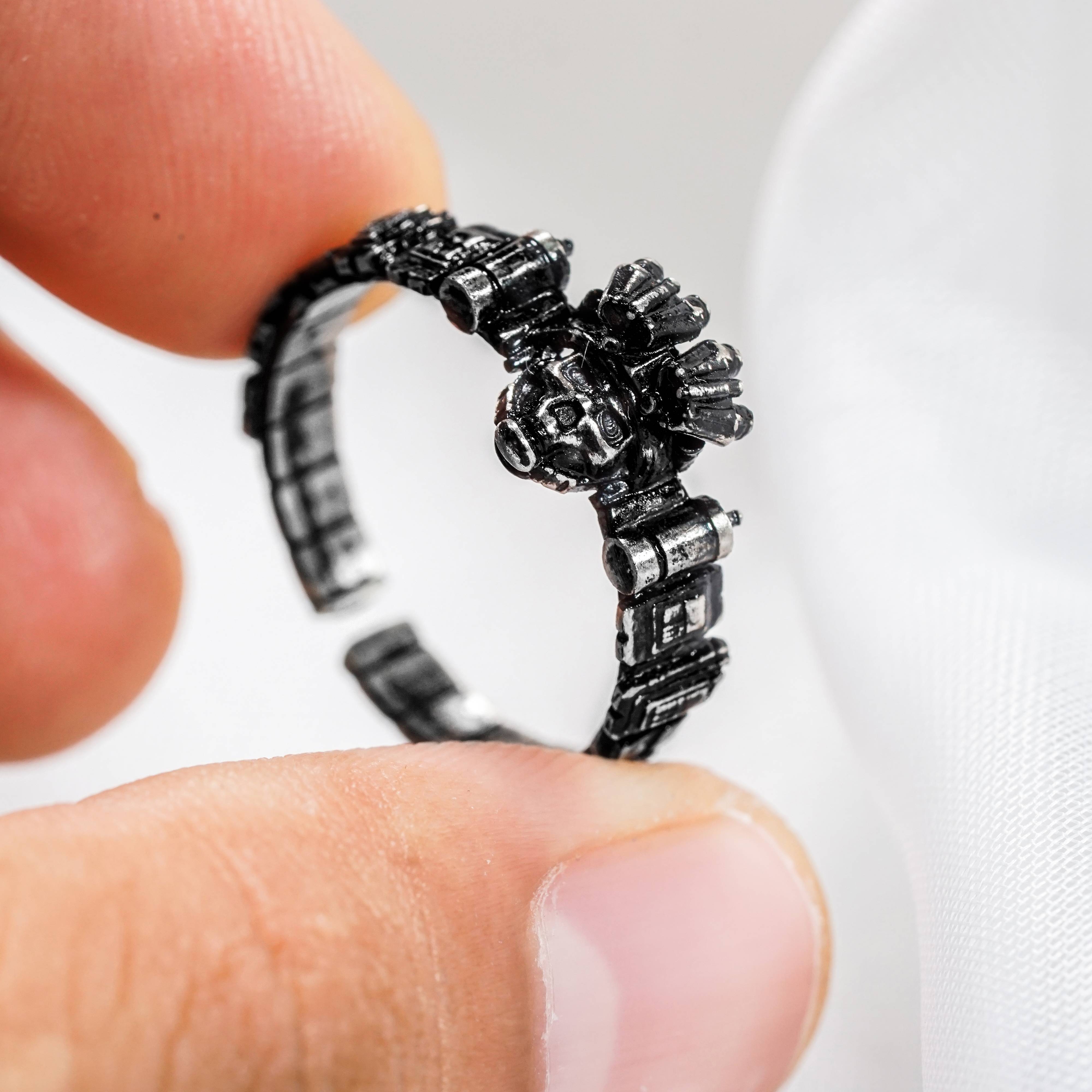 Call Of Duty Ghost Tactical Operator Ring, Handmade Fan Tribute Ring in 950 Silver, Military-Inspired CoD Jewelry for Gamers 7 - EternaSilver DSC07236 - EternaSilver