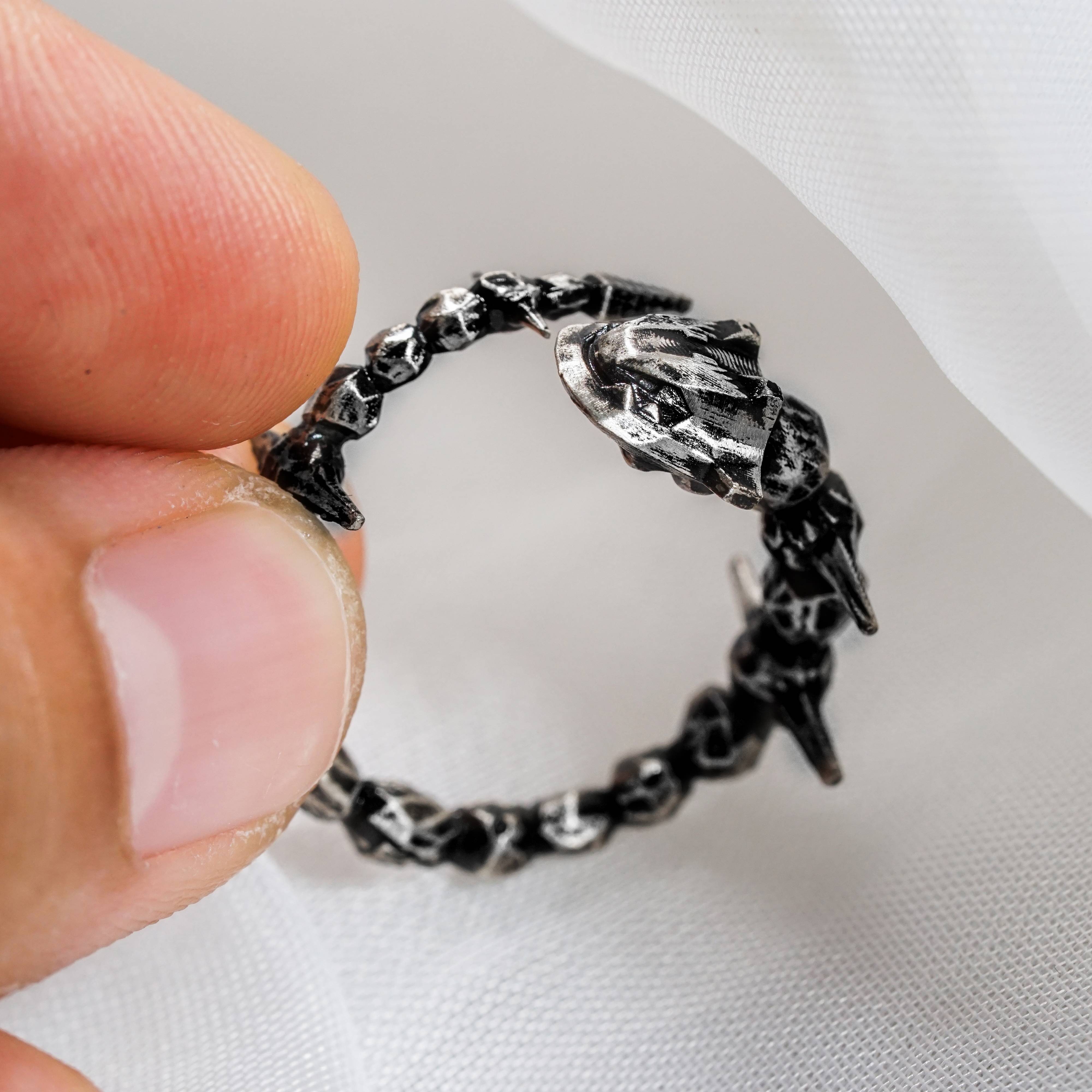 Pokemon Steelix Ring, Handmade 950 Silver Ring, Unique Jewelry Gift for Pokemon Fans 6 - EternaSilver DSC07251 - EternaSilver